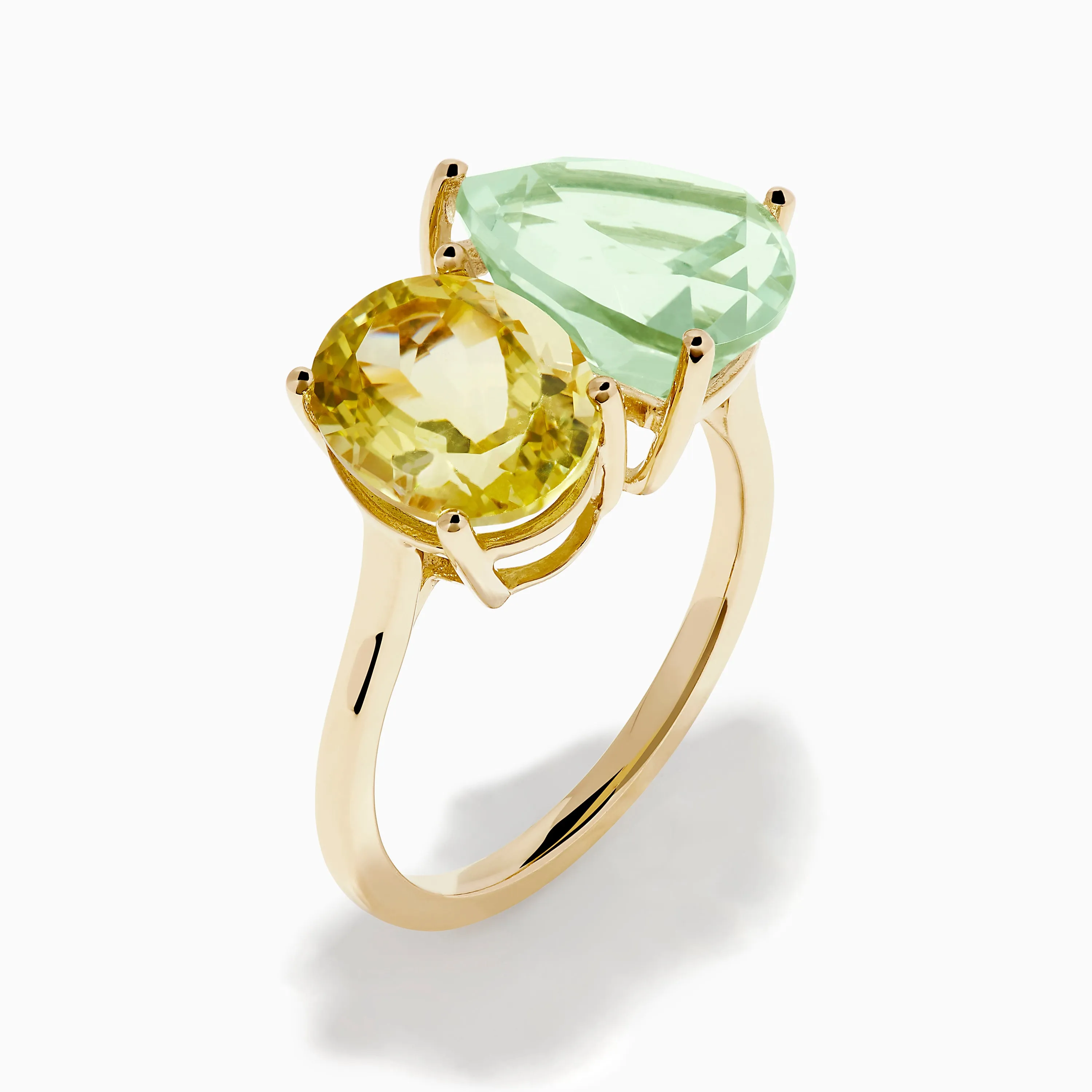 14K Yellow Gold Green Amethyst and Lemon Quartz Toi Et Moi Ring sold by Effy product image thumbnail 4
