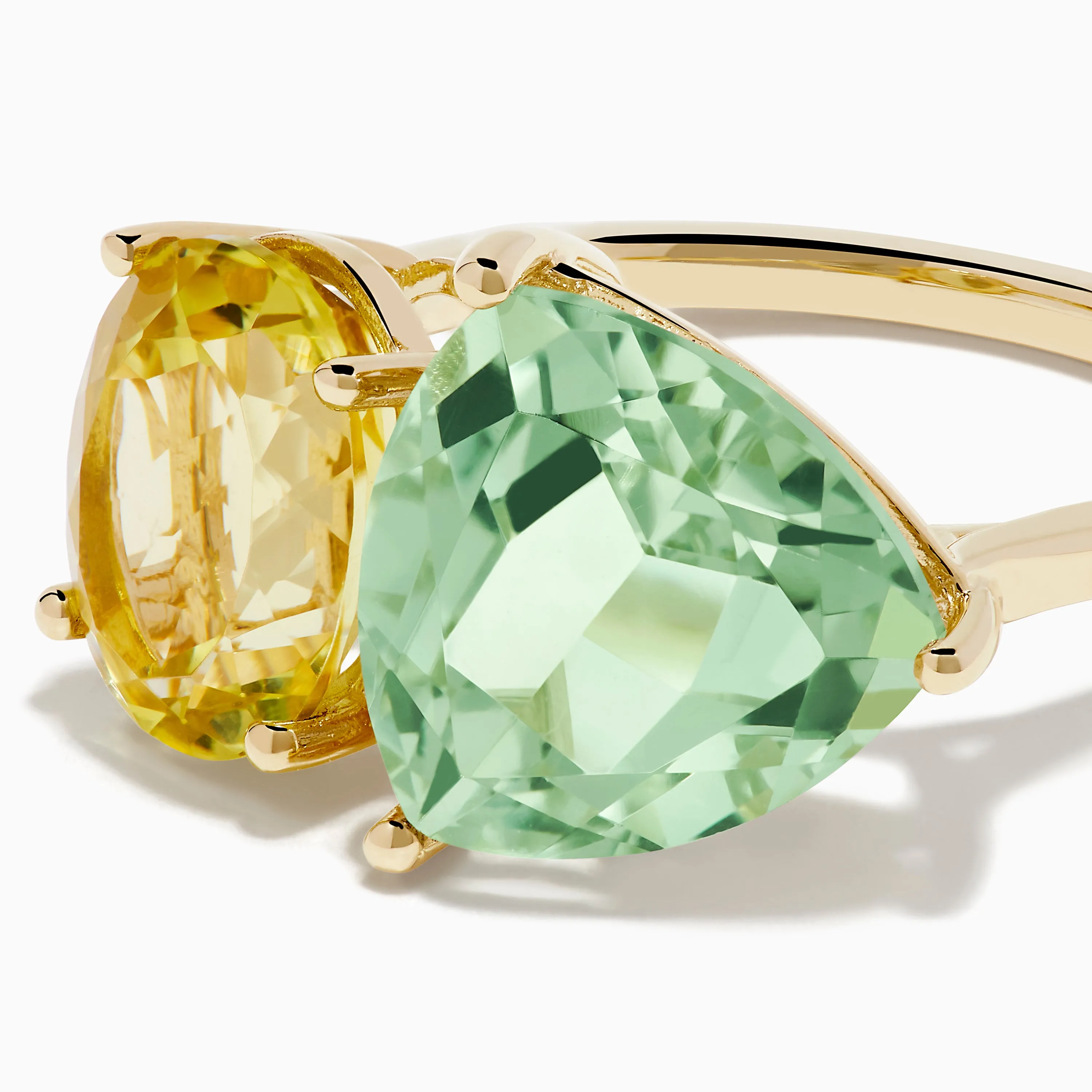 14K Yellow Gold Green Amethyst and Lemon Quartz Toi Et Moi Ring sold by Effy product image thumbnail 2