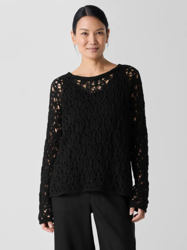 Peruvian Organic Cotton Cord Crew Neck Top sold by Eileen Fisher