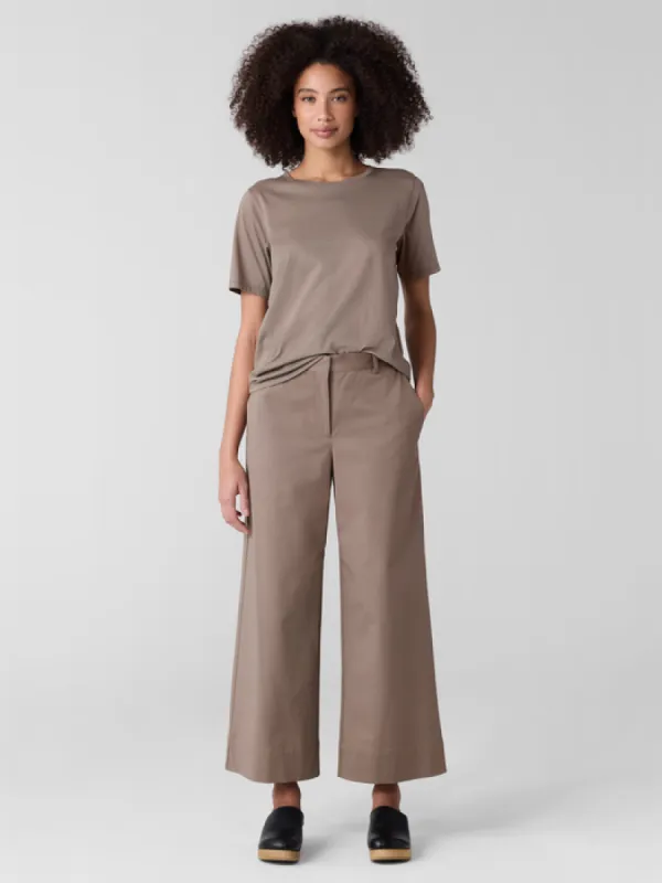 Stretch Cotton Twill Wide-Leg Trouser Pant sold by Eileen Fisher