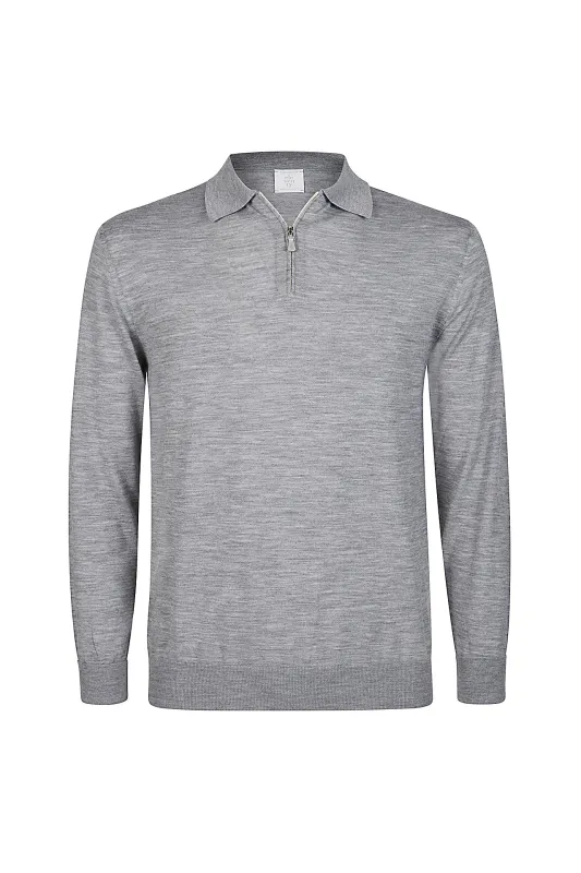 HALF-ZIP SWEATER IN 14 MICRON WOOL sold by Eleventy