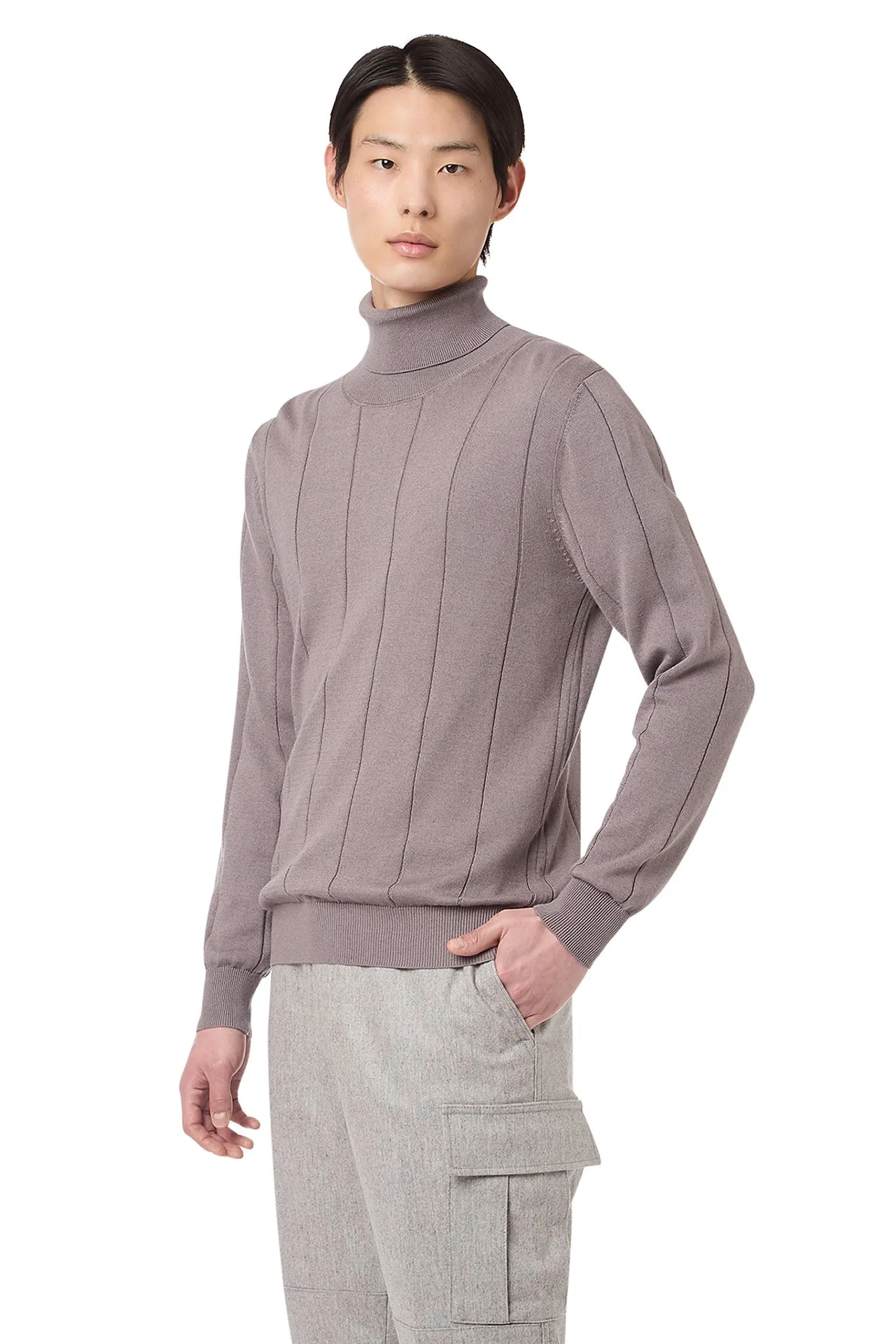 FLAT RIBBED TURTLENECK SWEATER sold by Eleventy product image thumbnail 3