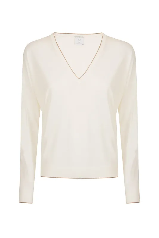 V-NECK TIPPING SWEATER sold by Eleventy