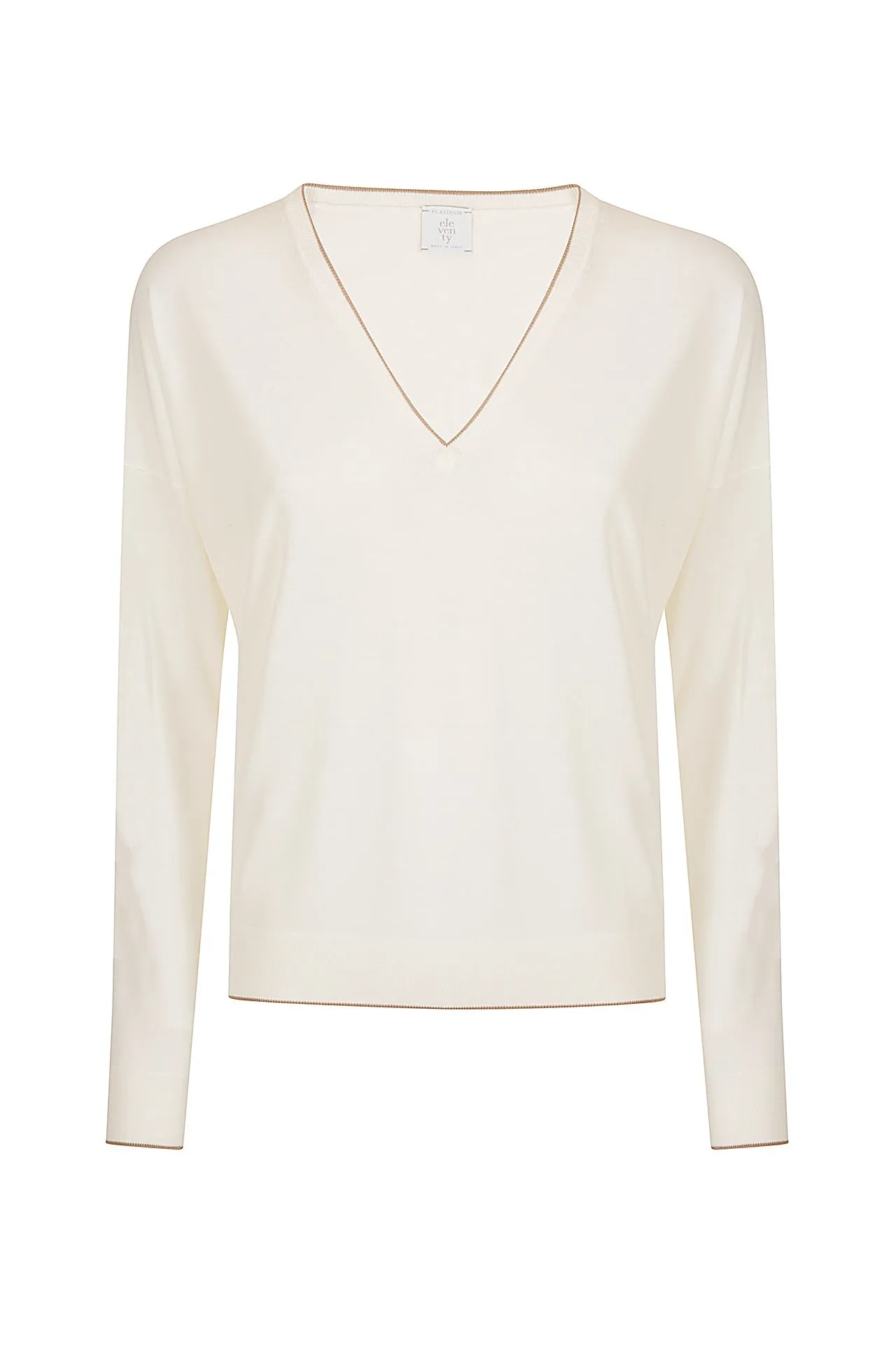 V-NECK TIPPING SWEATER sold by Eleventy