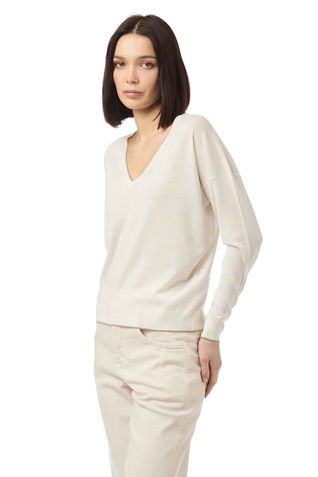 V-NECK TIPPING SWEATER sold by Eleventy product image thumbnail 3