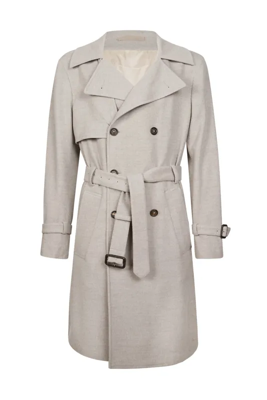 DOUBLE-BREASTED COAT WITH BELT sold by Eleventy