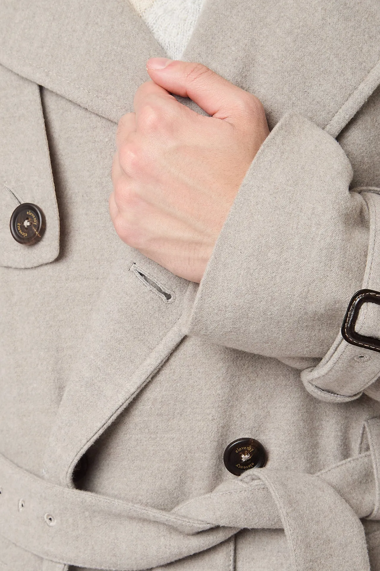 DOUBLE-BREASTED COAT WITH BELT sold by Eleventy product image thumbnail 5