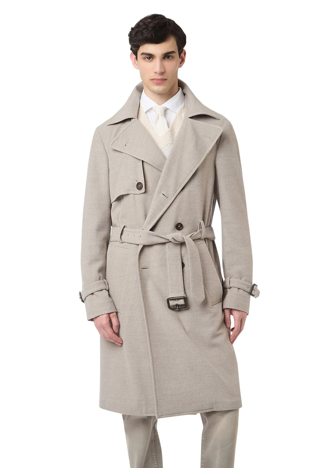 DOUBLE-BREASTED COAT WITH BELT sold by Eleventy product image thumbnail 2