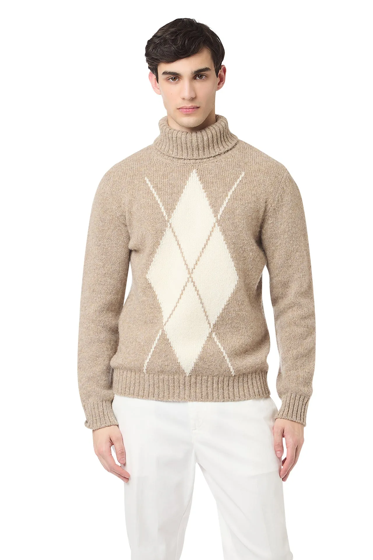 DIAMOND-PATTERNED TURTLENECK SWEATER sold by Eleventy product image thumbnail 2