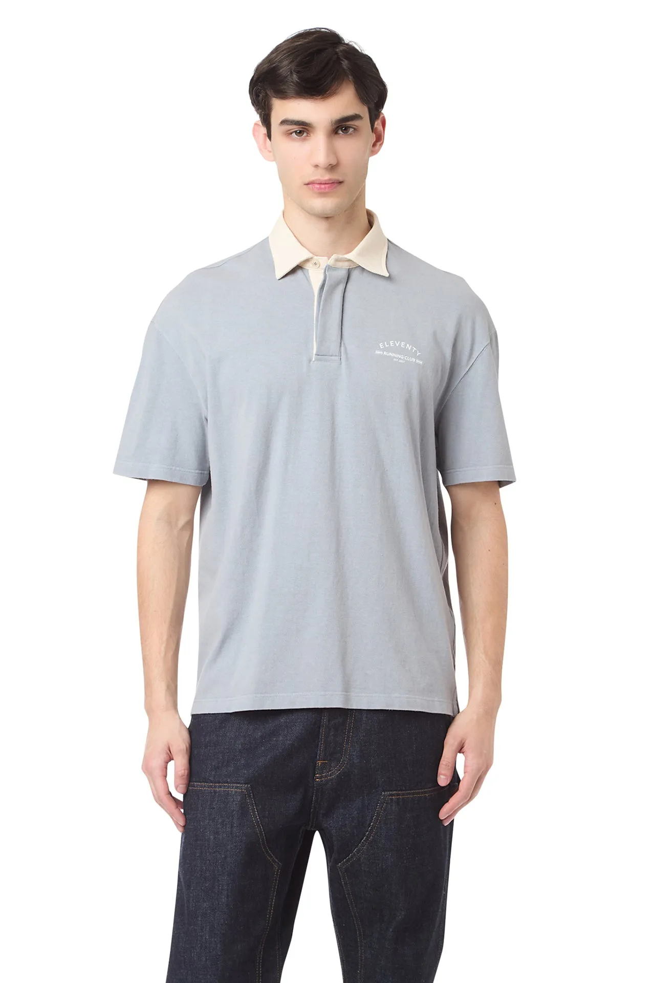 3 BUTTON PRINT POLO sold by Eleventy