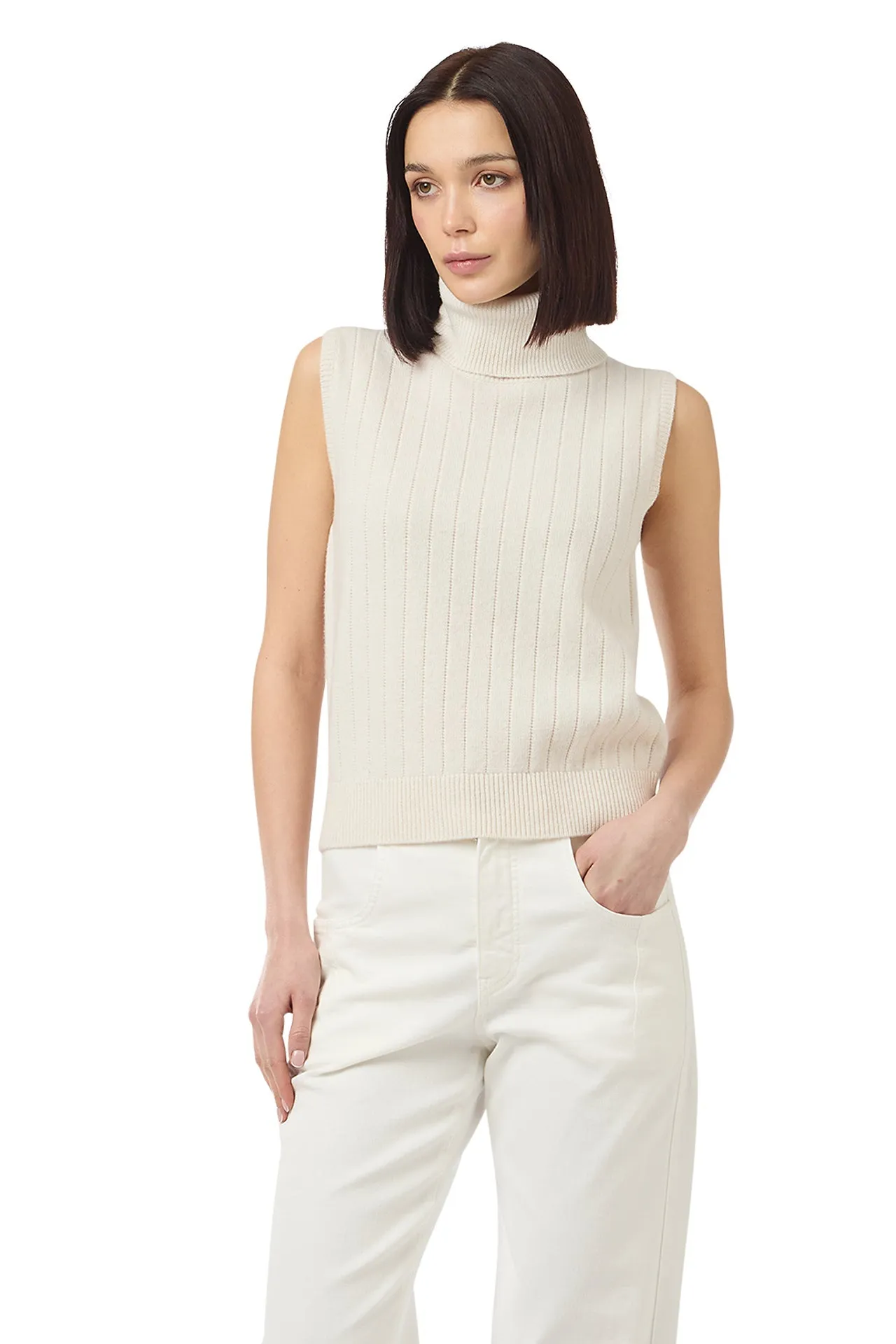 RIBBED SLEEVELESS SWEATER sold by Eleventy product image thumbnail 2