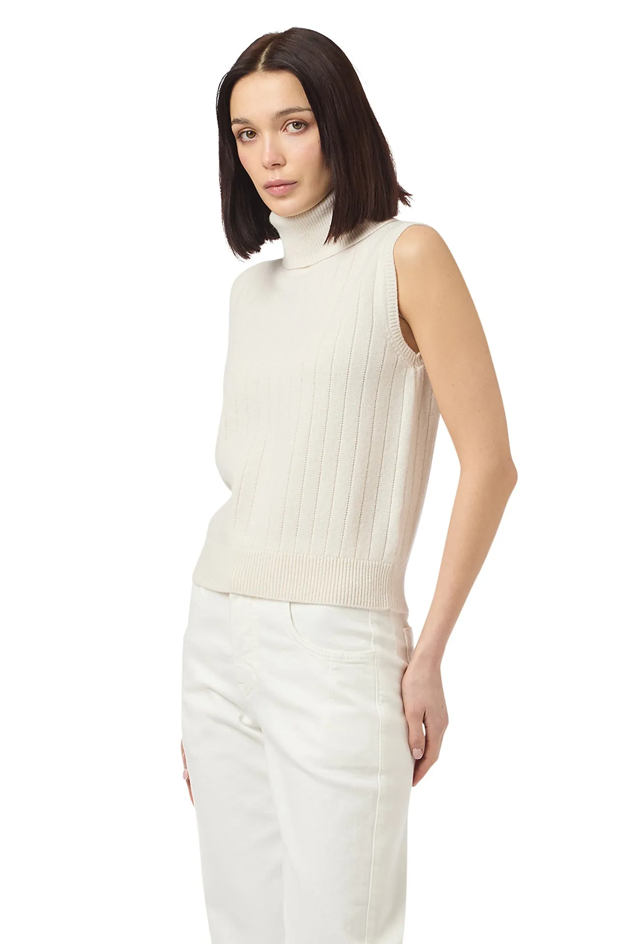 RIBBED SLEEVELESS SWEATER sold by Eleventy product image thumbnail 3