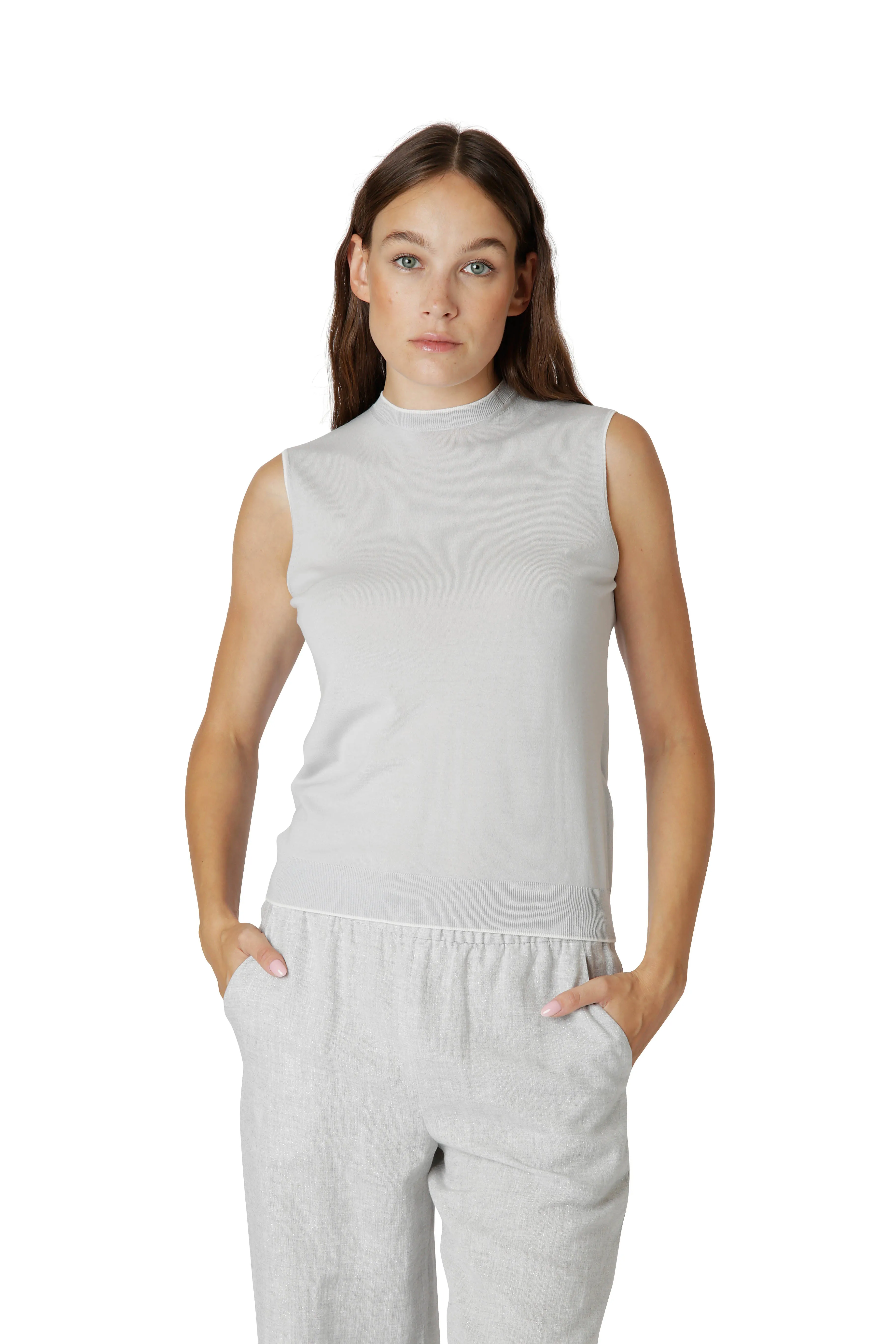 SLEEVELESS CREW NECK SWEATER sold by Eleventy product image thumbnail 2