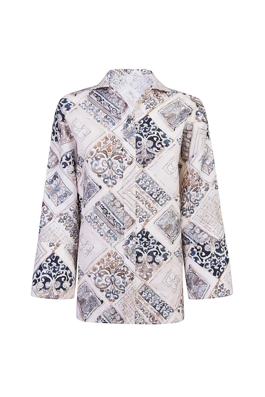 KIMONO SHIRT WITH PRINT sold by Eleventy