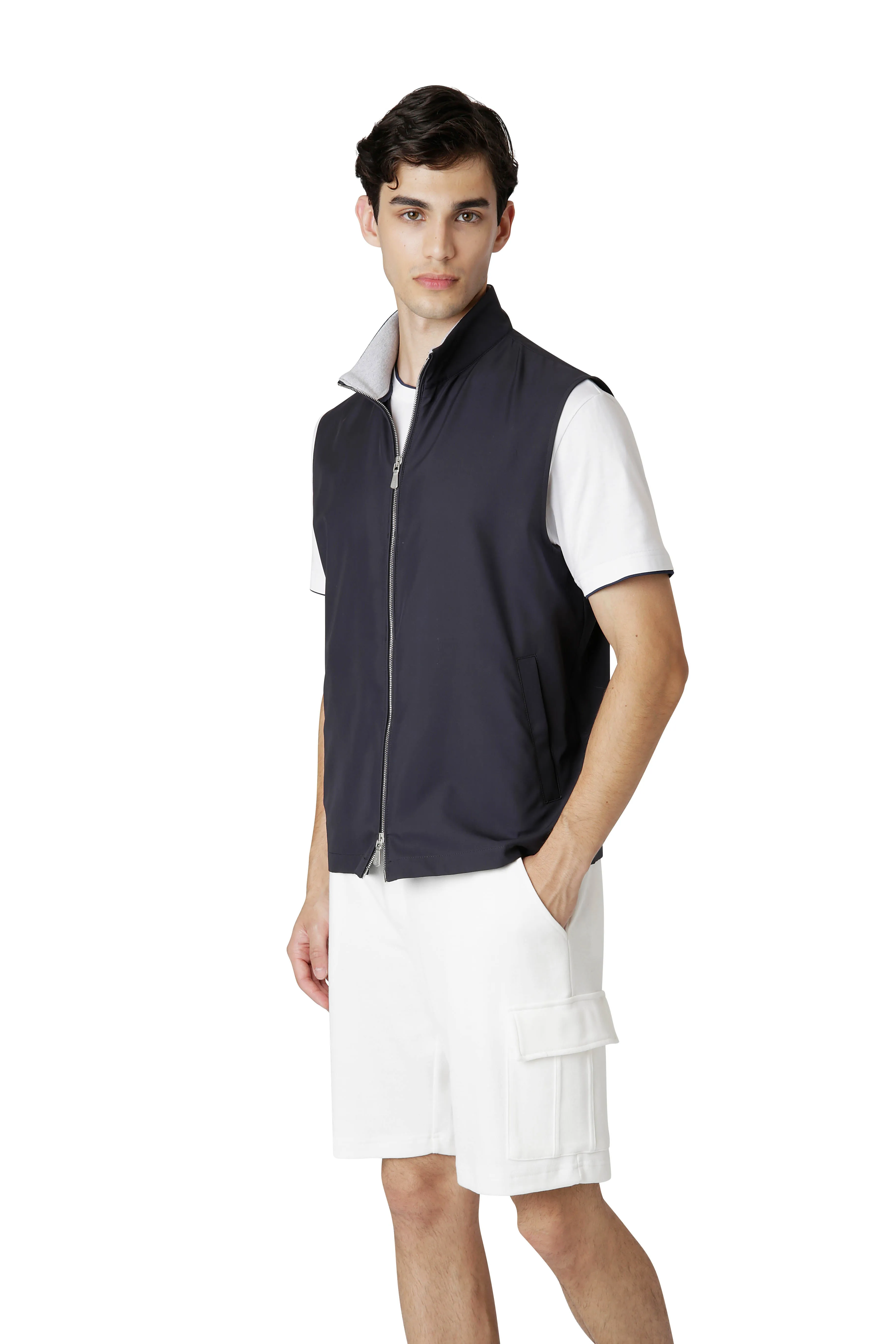FULL ZIP VEST WITH STANDING NECK sold by Eleventy product image thumbnail 2