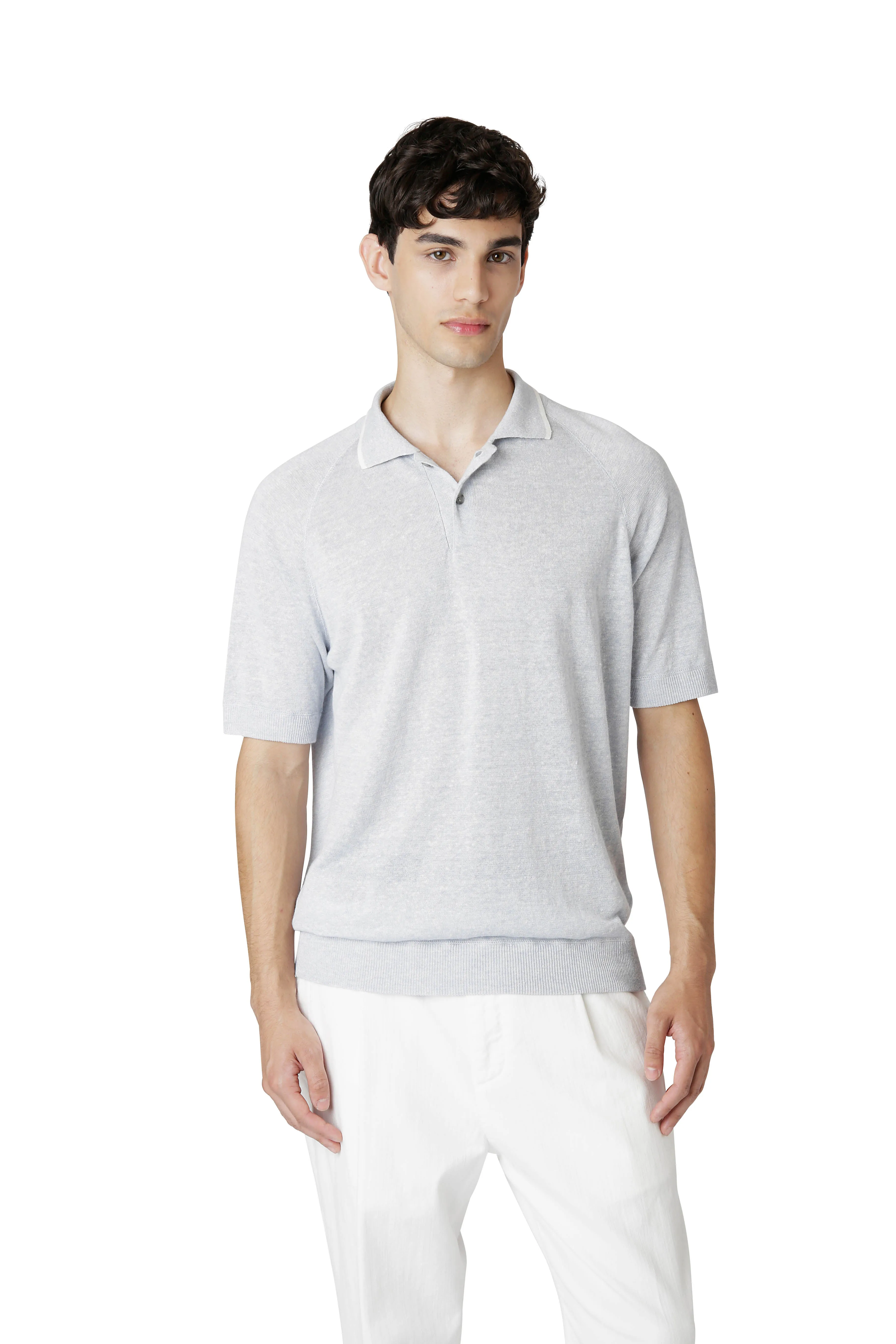MOULINE' LINEN KNIT POLO SHIRT sold by Eleventy product image thumbnail 3