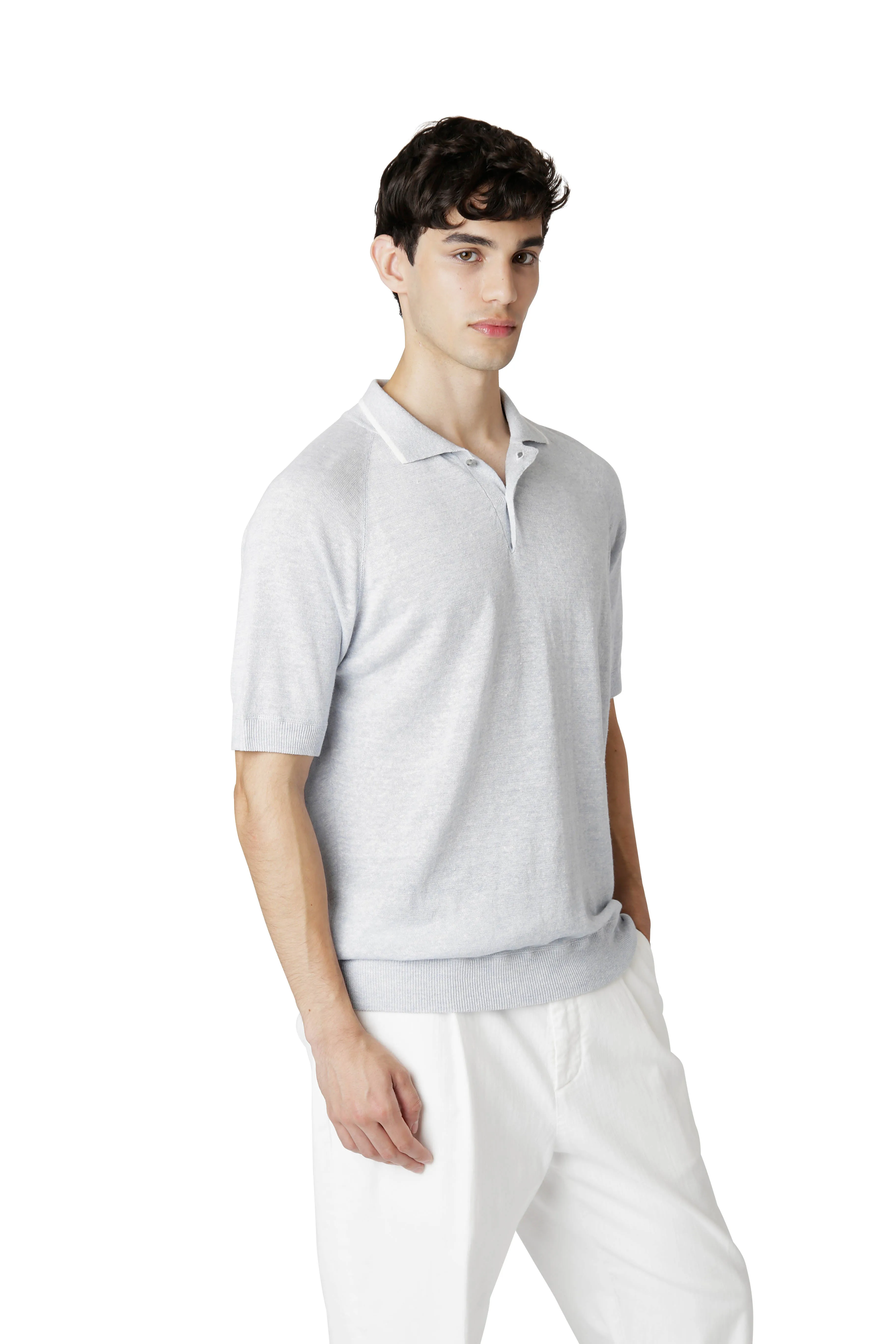 MOULINE' LINEN KNIT POLO SHIRT sold by Eleventy product image thumbnail 4