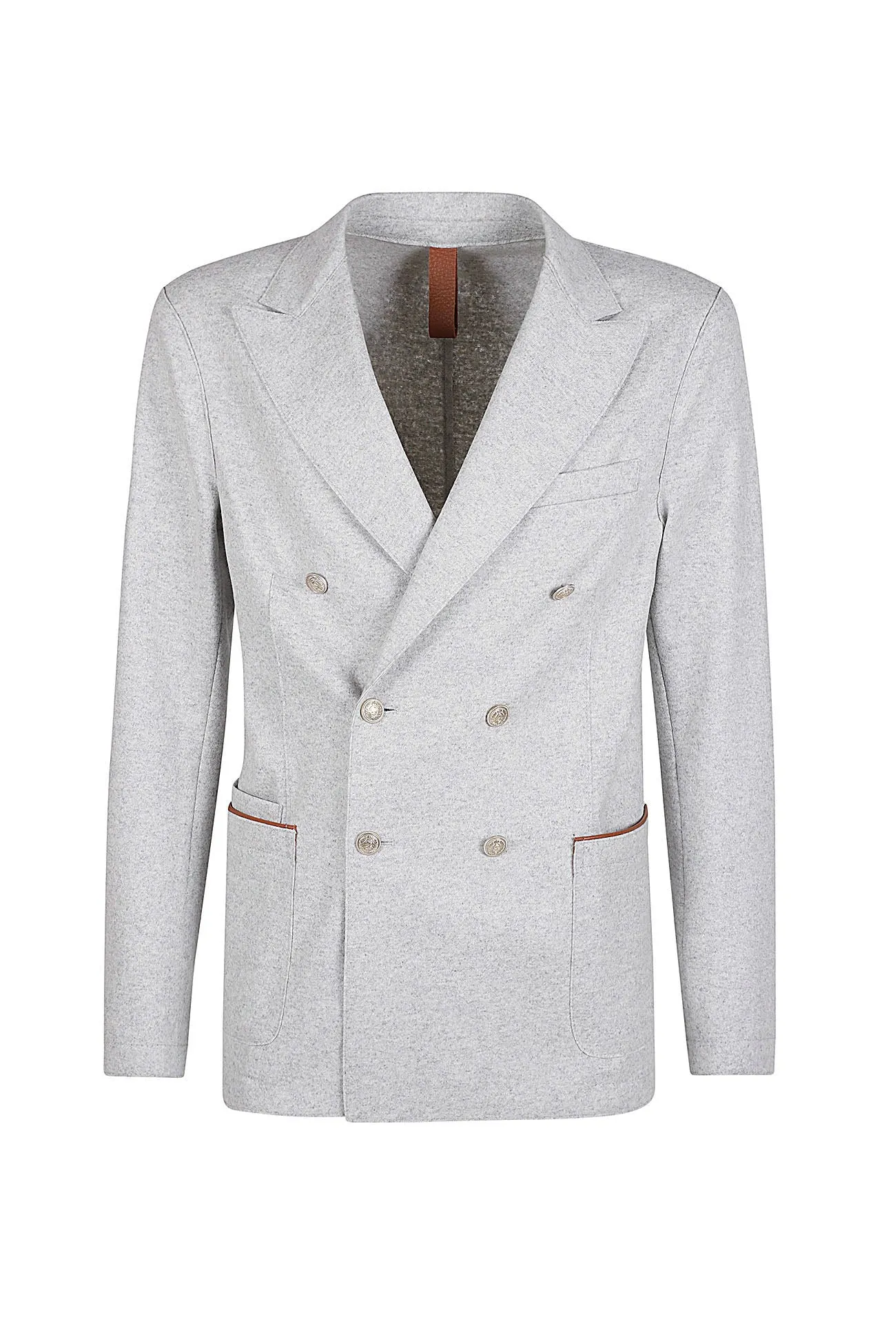 DOUBLE-BREASTED JACKET WOOL AND LEATHER sold by Eleventy