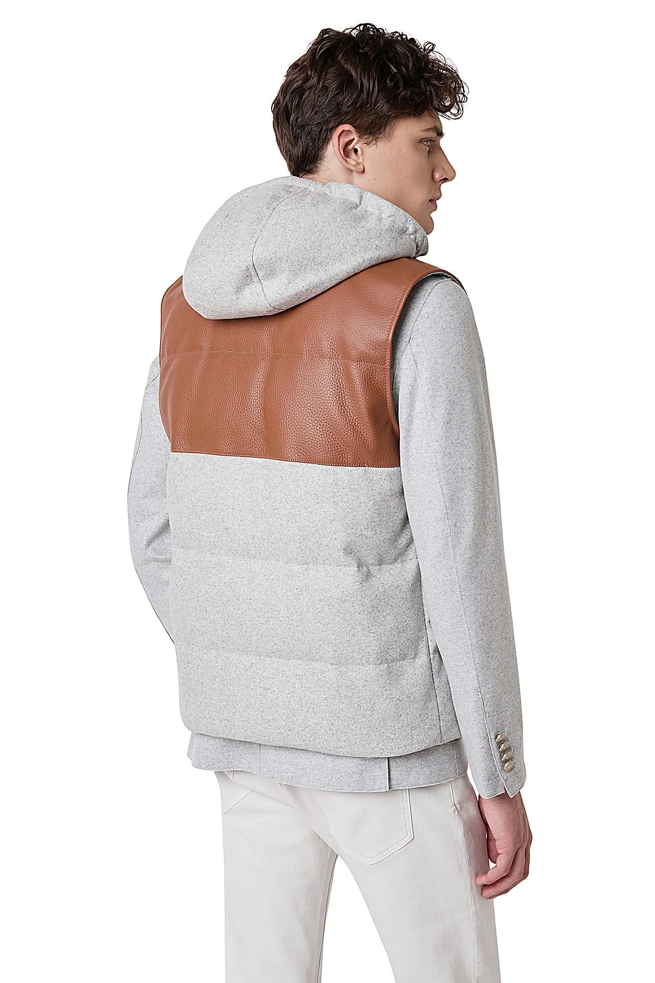 BIMATERIC VEST WOOL AND LEATHER sold by Eleventy product image thumbnail 3