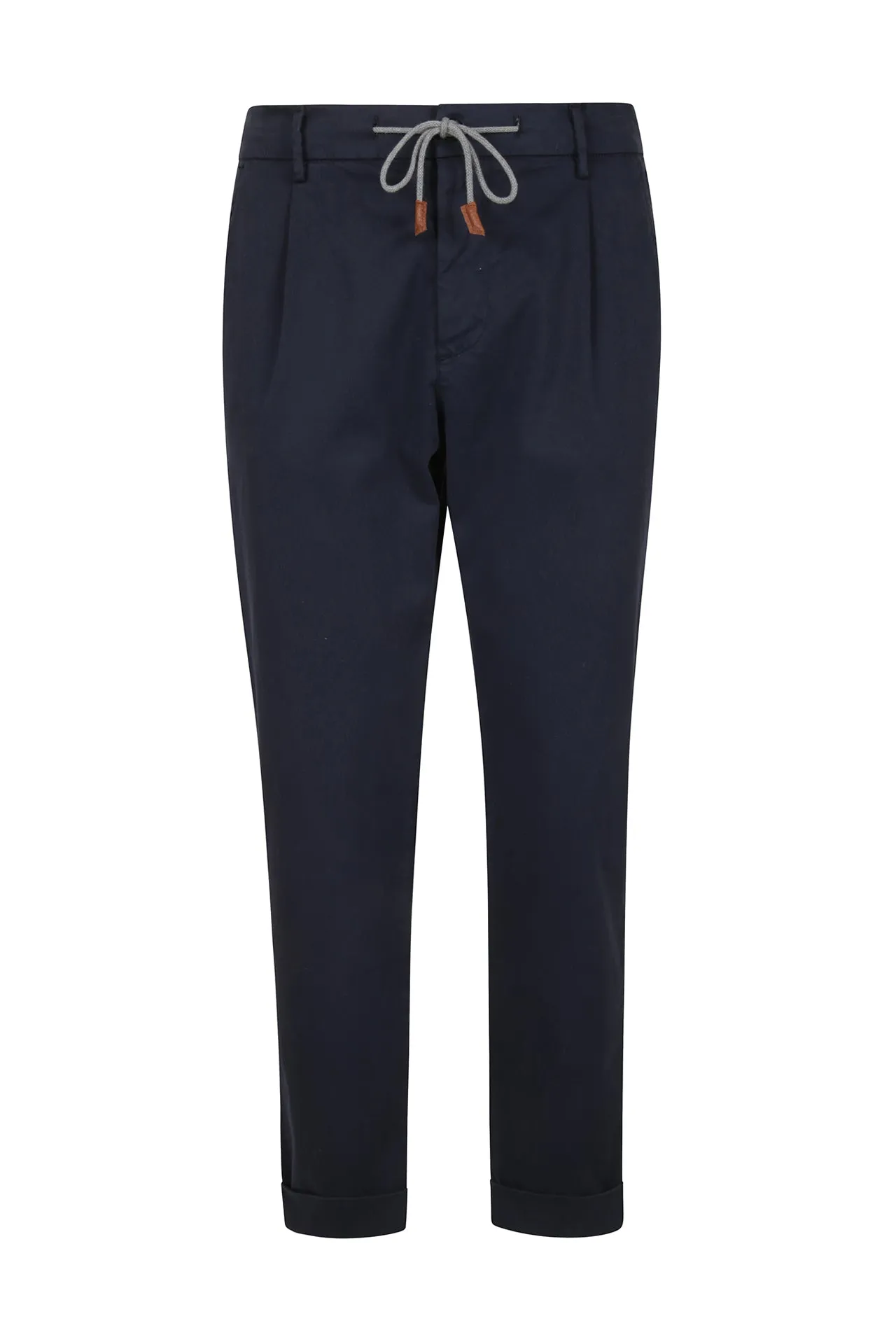 STRETCH COTTON AND LEATHER PANTS sold by Eleventy