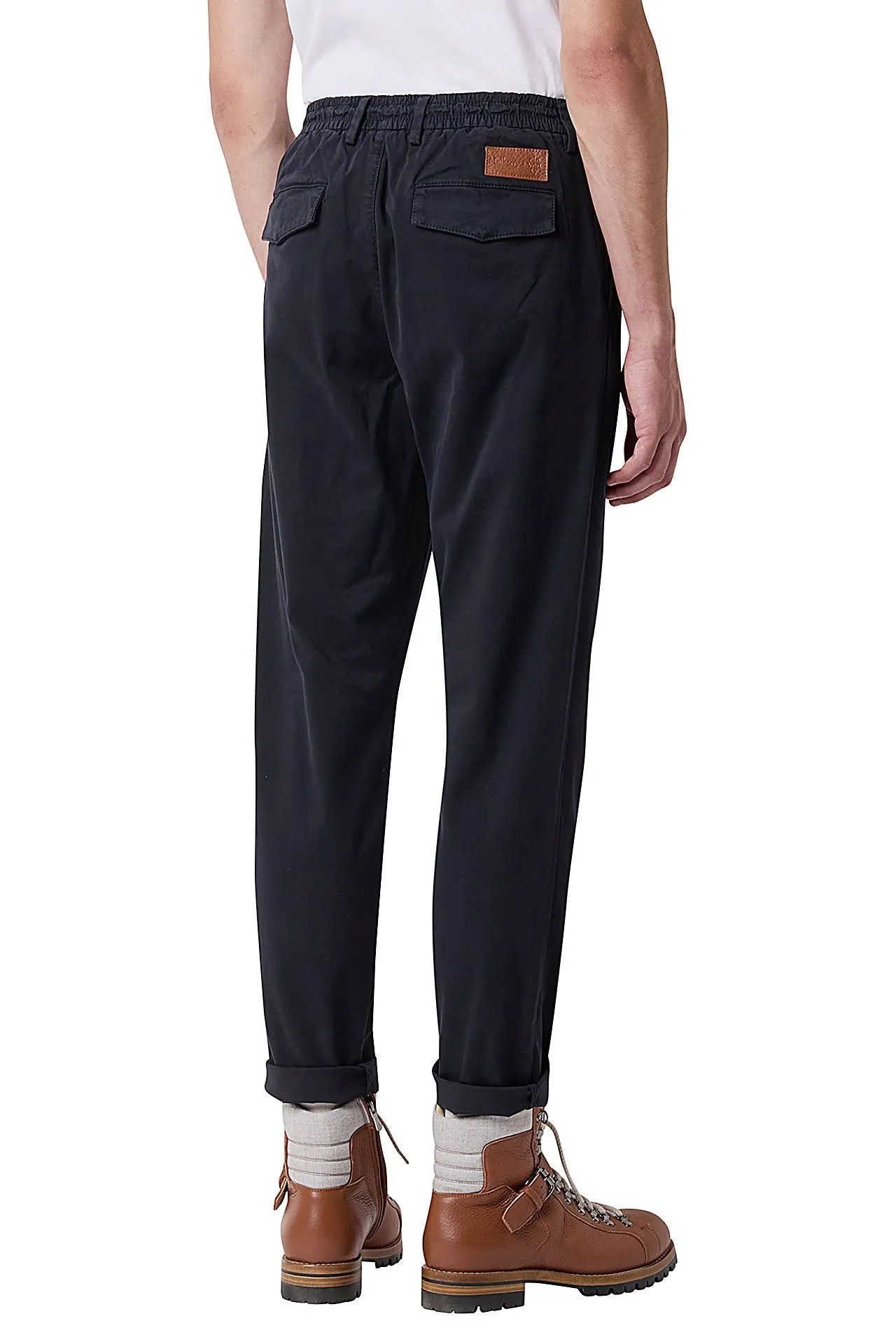 STRETCH COTTON AND LEATHER PANTS sold by Eleventy product image thumbnail 3