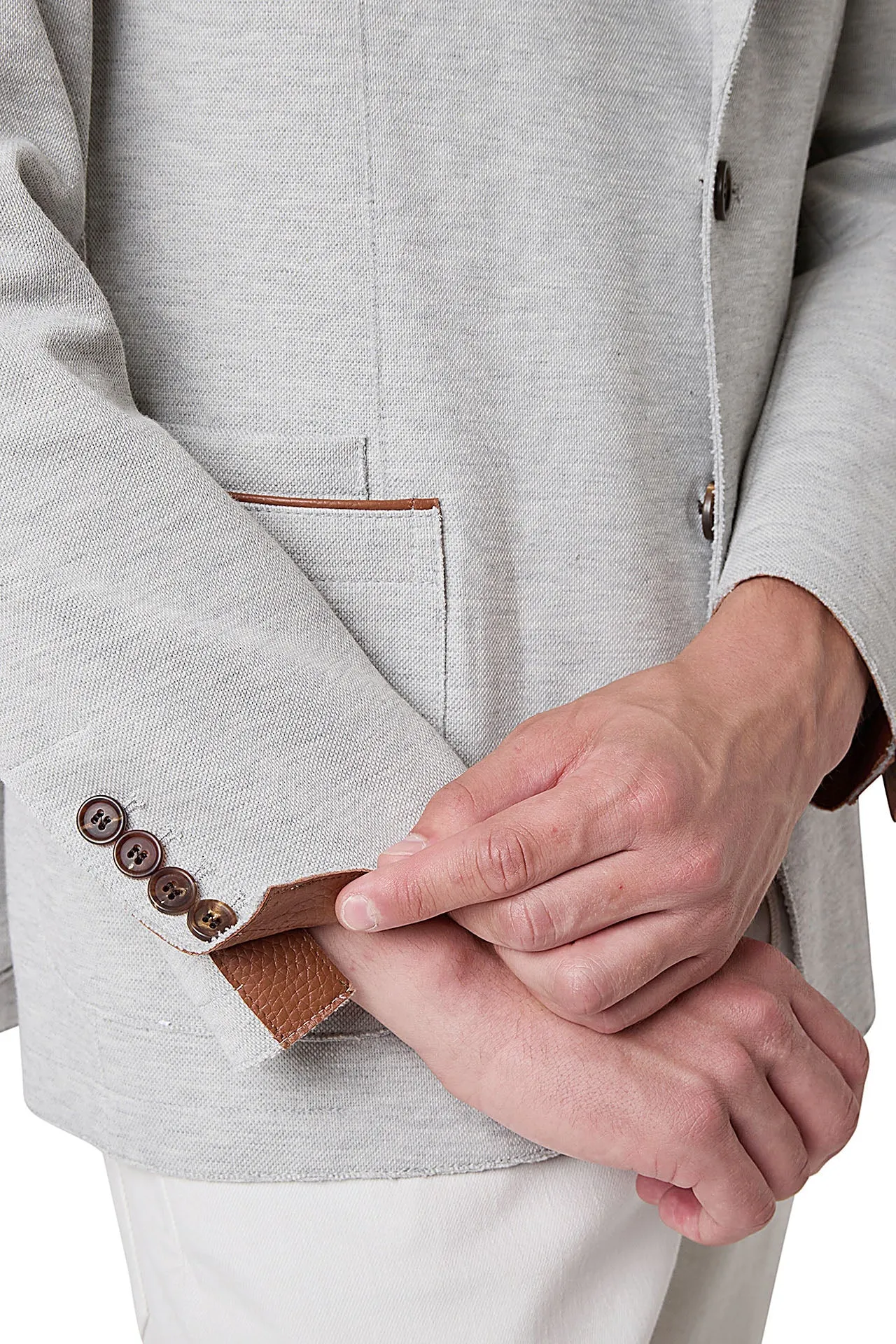 COTTON AND LEATHER BIB JACKET sold by Eleventy product image thumbnail 4