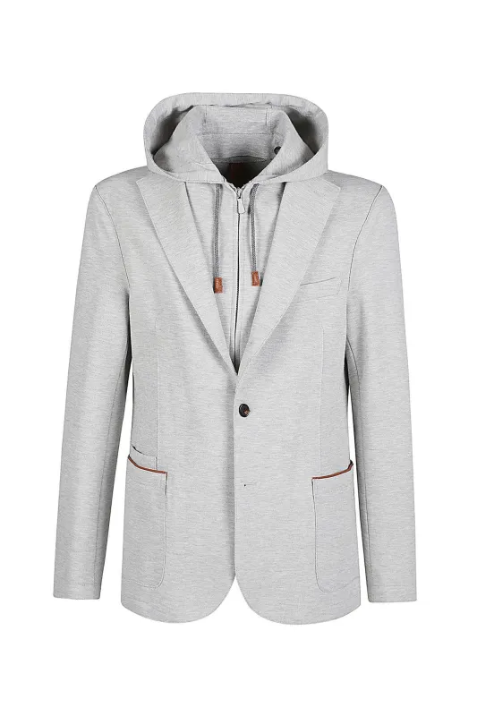 COTTON AND LEATHER BIB JACKET sold by Eleventy