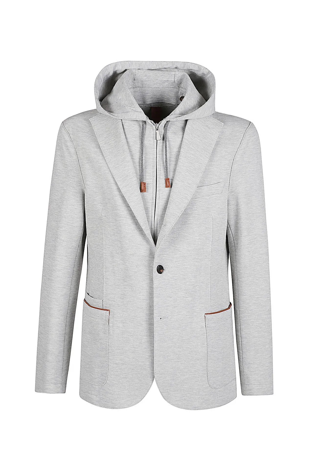 COTTON AND LEATHER BIB JACKET sold by Eleventy