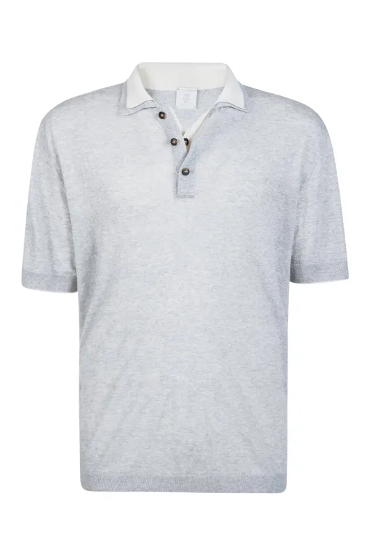 Men's Linen and Cashmere Knitted Polo Shirt | Eleventy made by Eleventy
