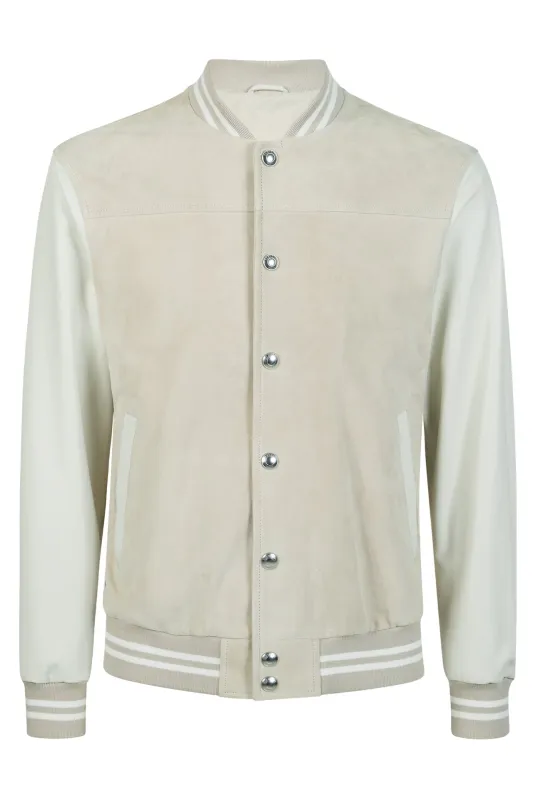 Men's Bi-material Suede and Nappa Leather Bomber Jacket | Eleventy made by Eleventy