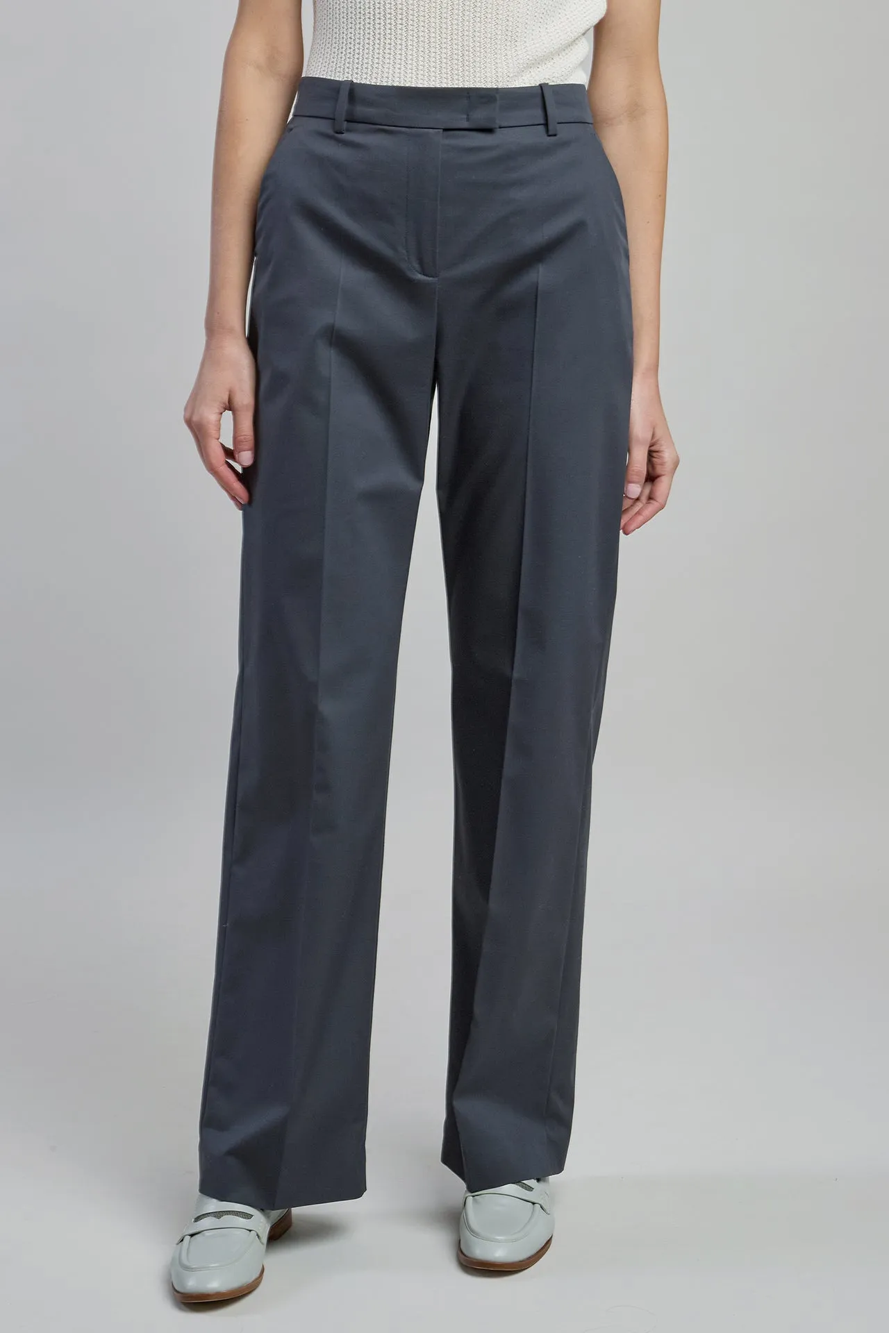 Women's Straight Leg Cotton and Lyocell Trousers | Eleventy sold by Eleventy product image thumbnail 2