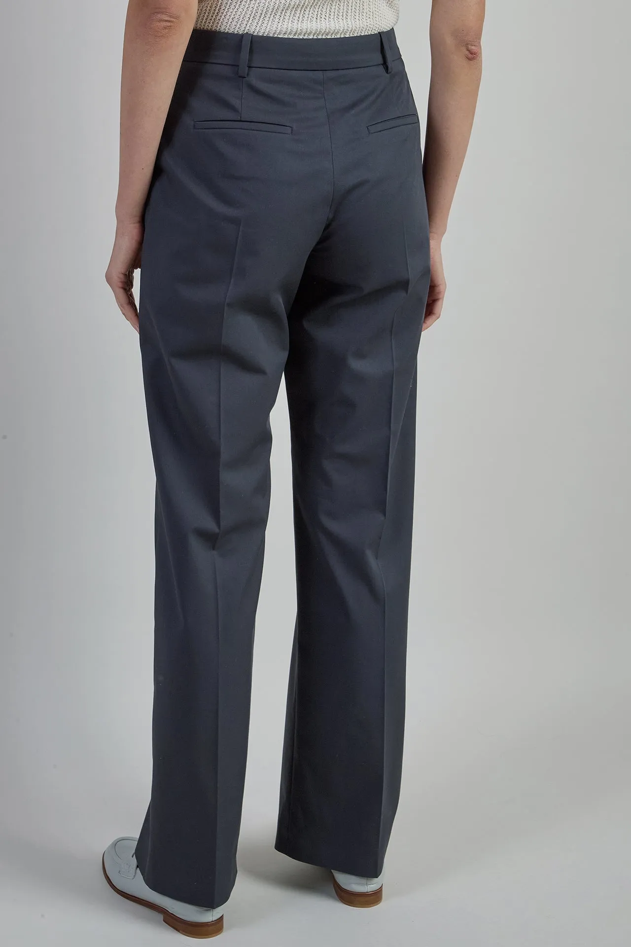 Women's Straight Leg Cotton and Lyocell Trousers | Eleventy sold by Eleventy product image thumbnail 3
