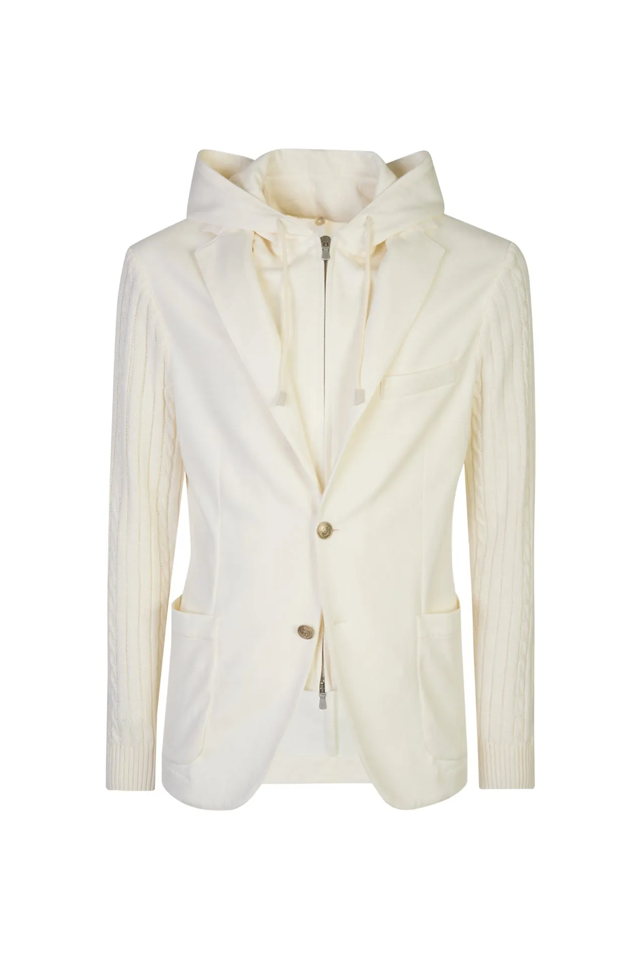 Men's Cotton Linen Jacket with Detachable Bib | Eleventy sold by Eleventy