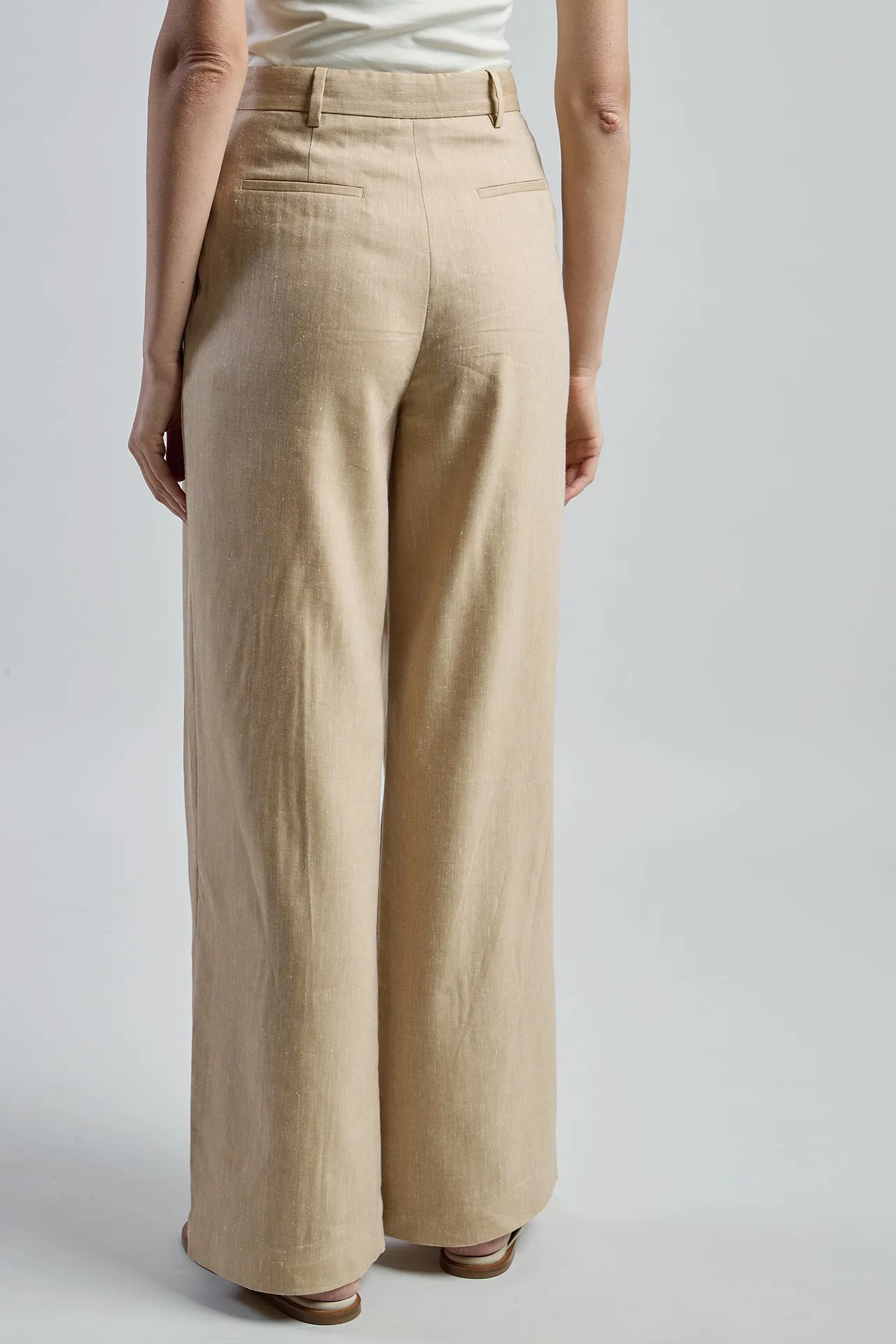 Women's Pinstripe Linen and Wool Pleated Trousers | Eleventy sold by Eleventy product image thumbnail 3