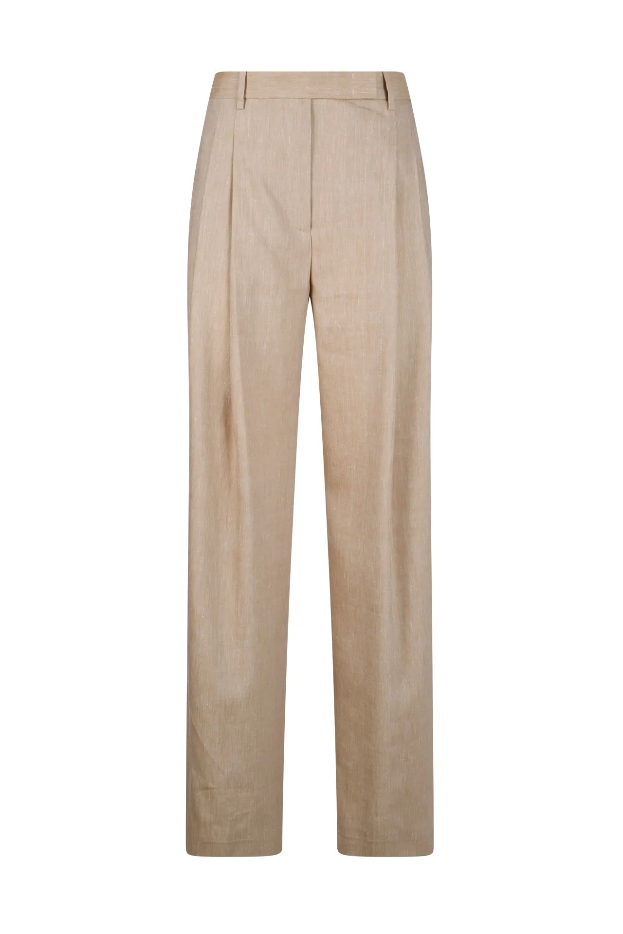 Women's Pinstripe Linen and Wool Pleated Trousers | Eleventy sold by Eleventy