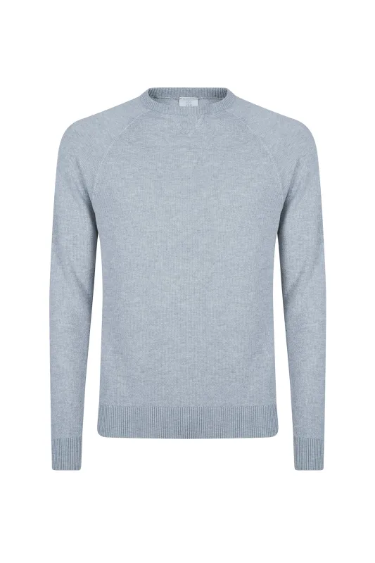 Men's Honeycomb Cotton Crew Neck Sweater Gauge 14 | Eleventy made by Eleventy