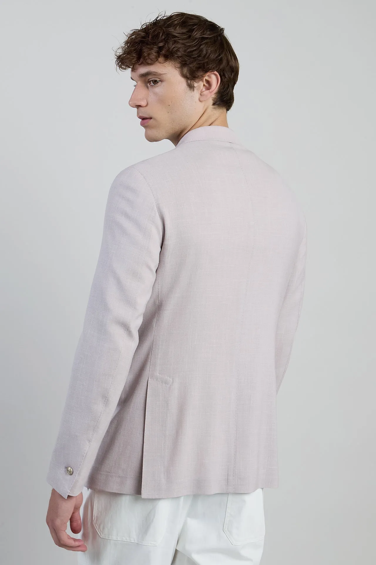 Men's Double-Breasted Wool Silk and Linen Jacket | Eleventy sold by Eleventy product image thumbnail 3