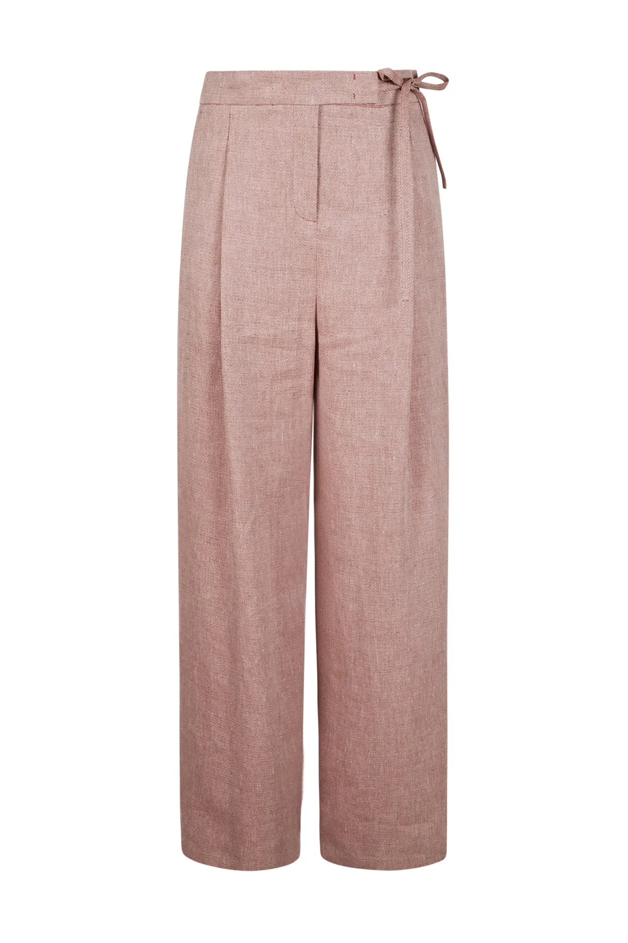 Women's Pure Linen Wide-Leg Trousers with Drawstring | Eleventy sold by Eleventy