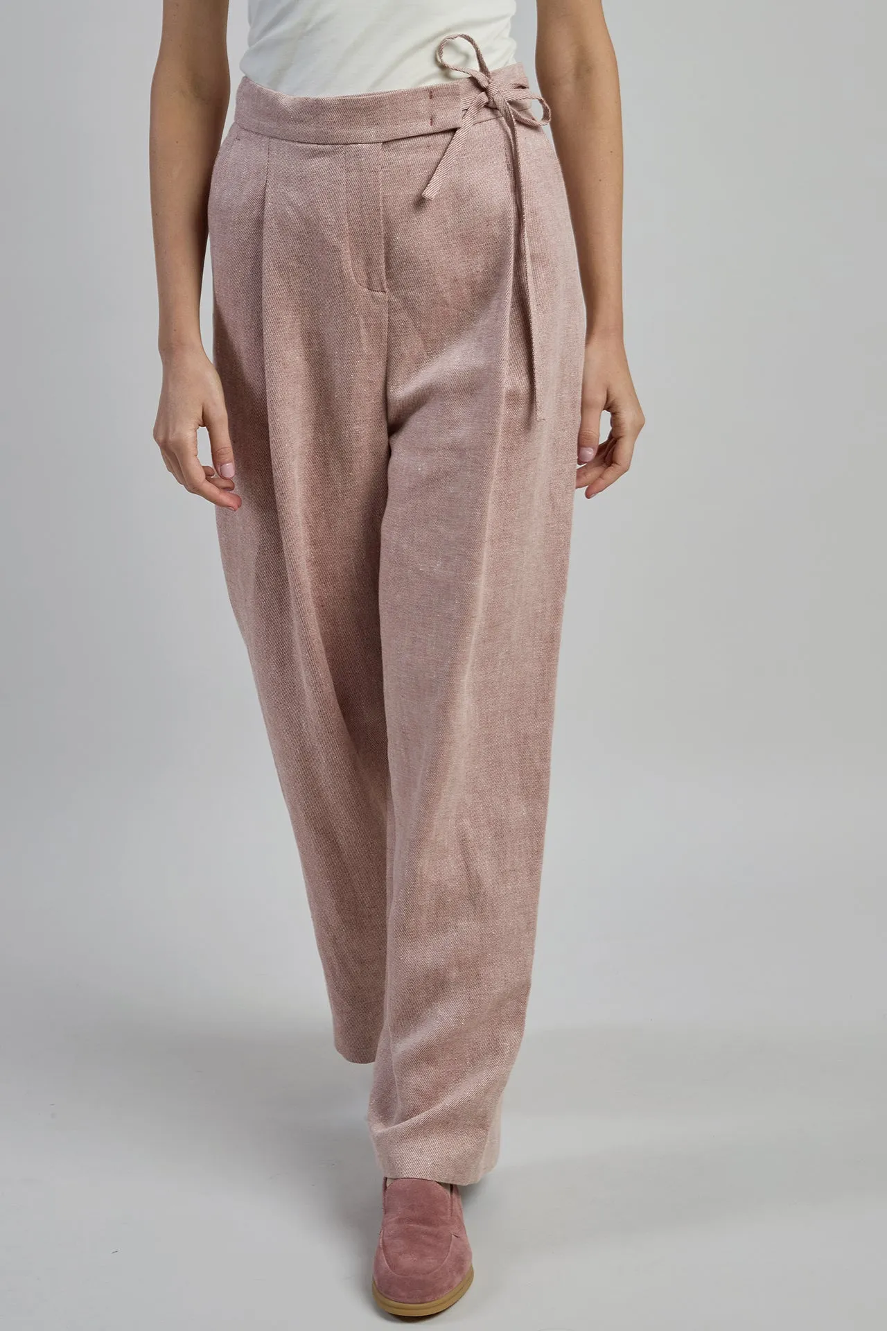 Women's Pure Linen Wide-Leg Trousers with Drawstring | Eleventy sold by Eleventy product image thumbnail 2