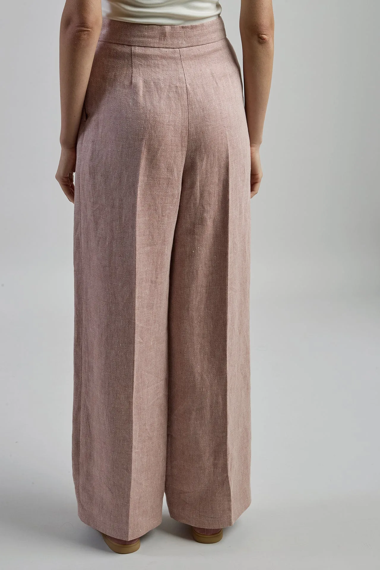 Women's Pure Linen Wide-Leg Trousers with Drawstring | Eleventy sold by Eleventy product image thumbnail 3