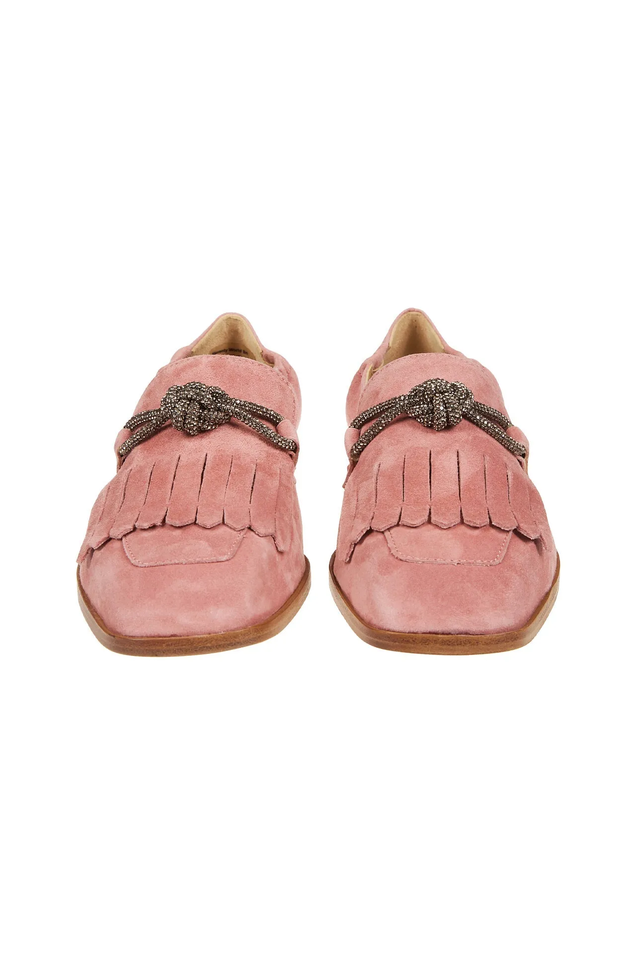 Women's Suede Loafers with Rhinestones and Fringes | Eleventy sold by Eleventy