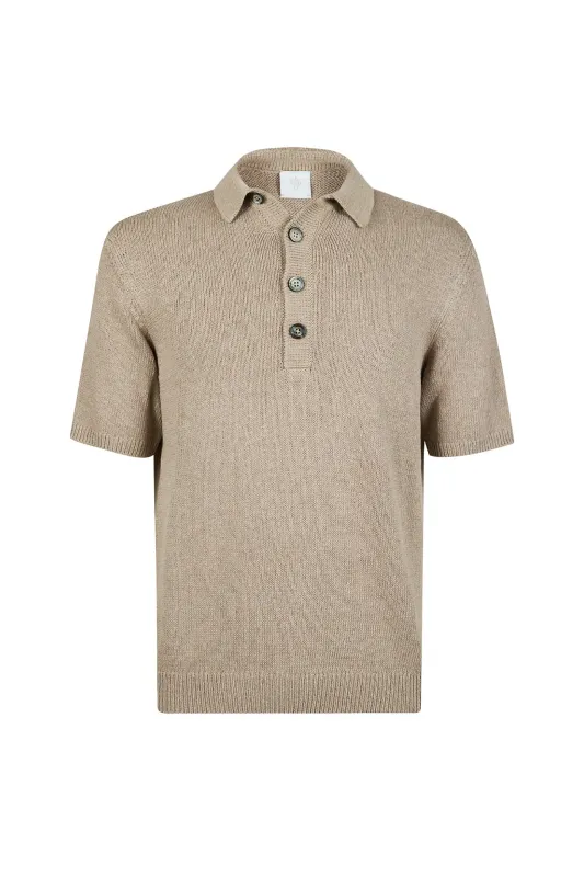 Men's Cotton Silk Knitted Polo Shirt - Short Sleeve | Eleventy made by Eleventy
