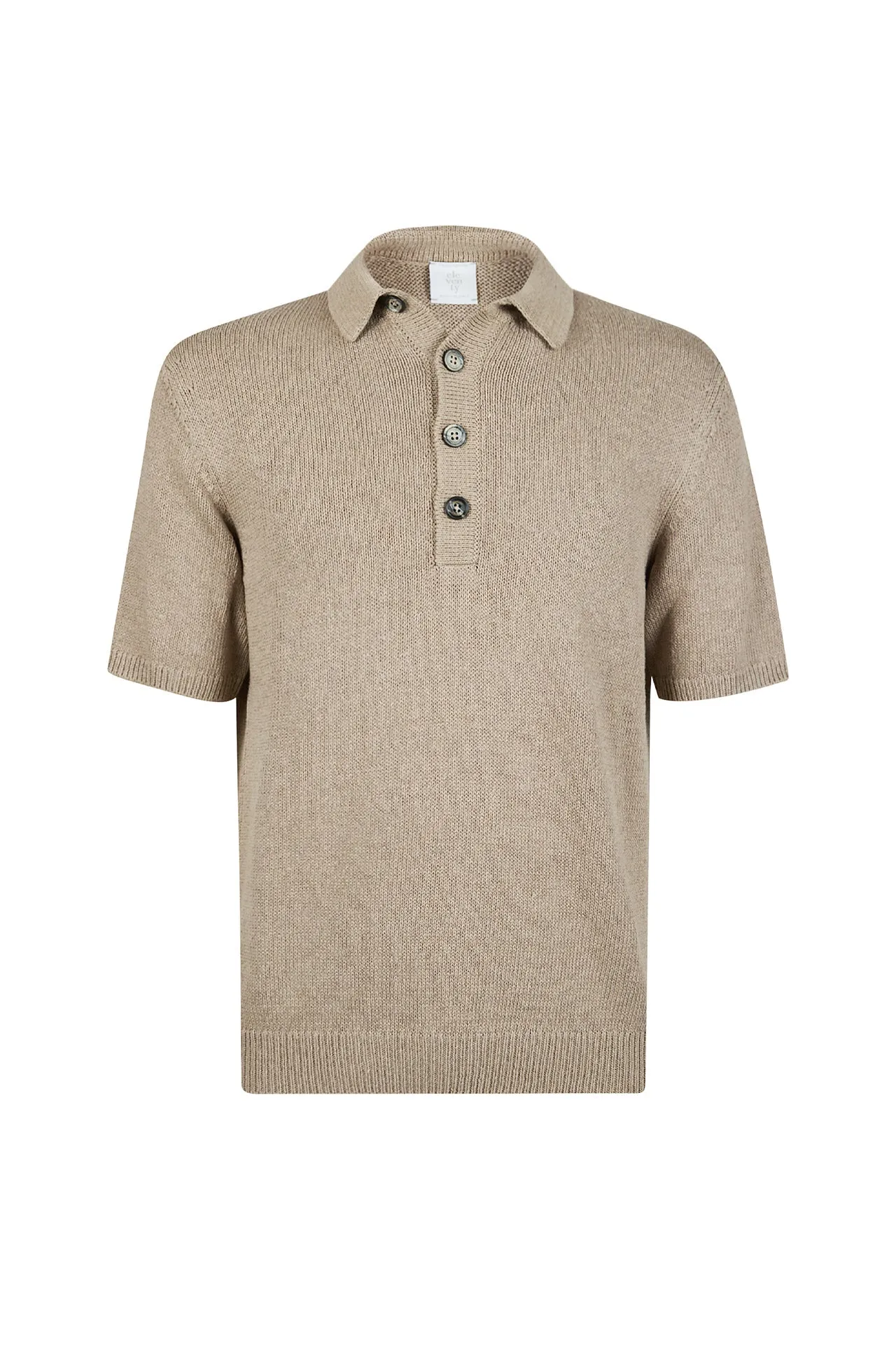 Men's Cotton Silk Knitted Polo Shirt - Short Sleeve | Eleventy sold by Eleventy