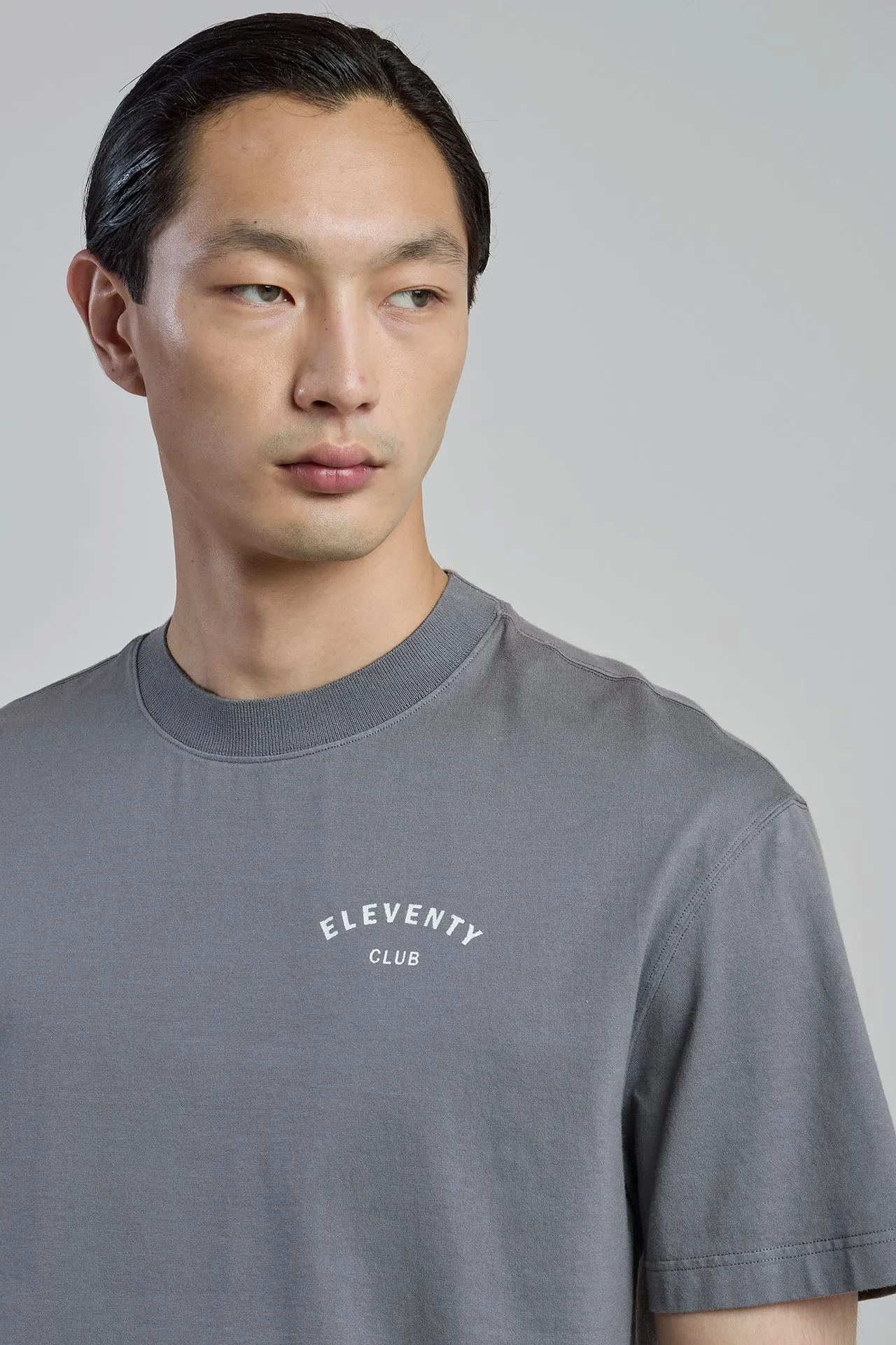 Men's Crew Neck Cotton T-Shirt with Eleventy Club Print | Eleventy sold by Eleventy product image thumbnail 4