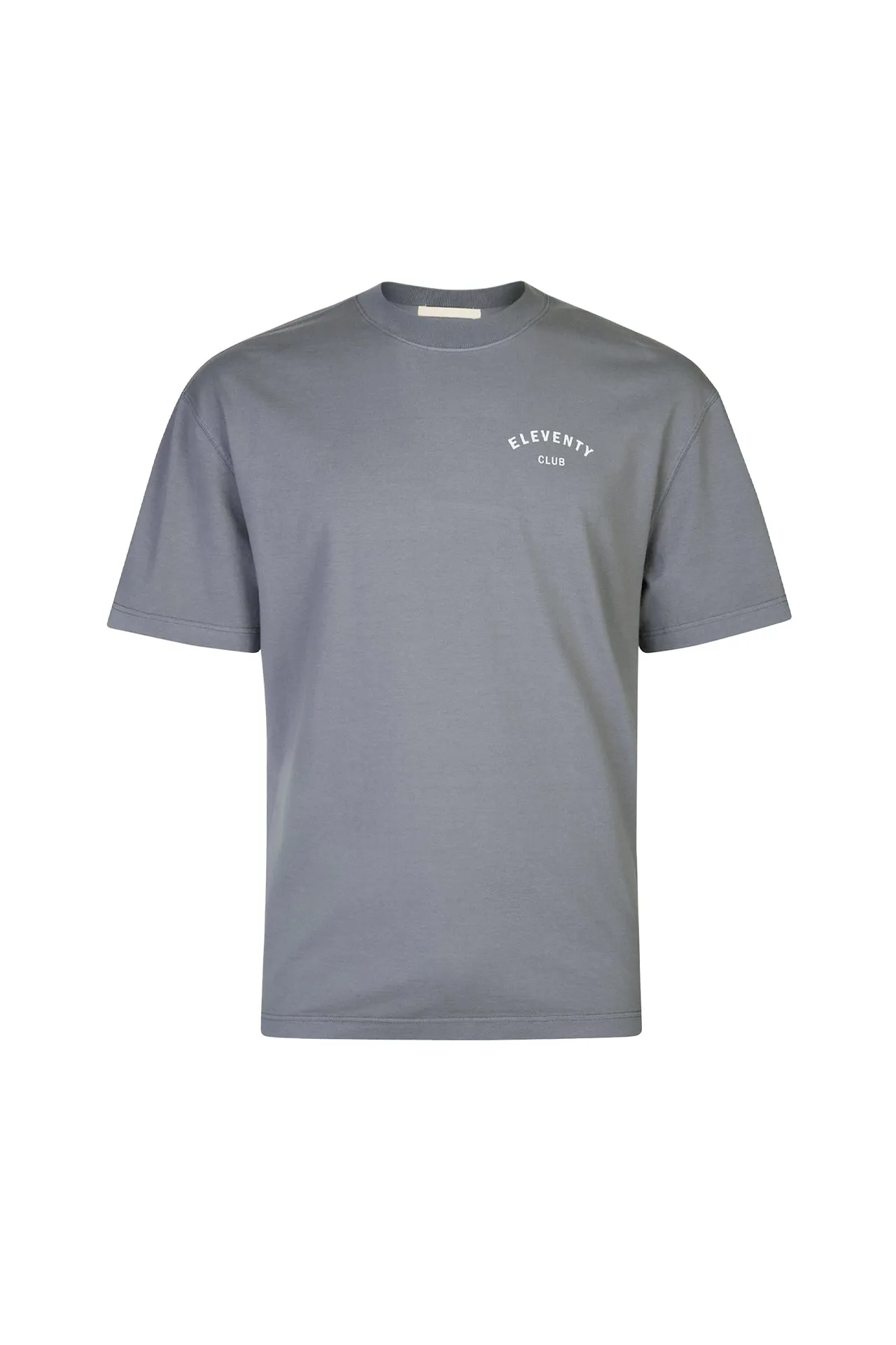 Men's Crew Neck Cotton T-Shirt with Eleventy Club Print | Eleventy sold by Eleventy