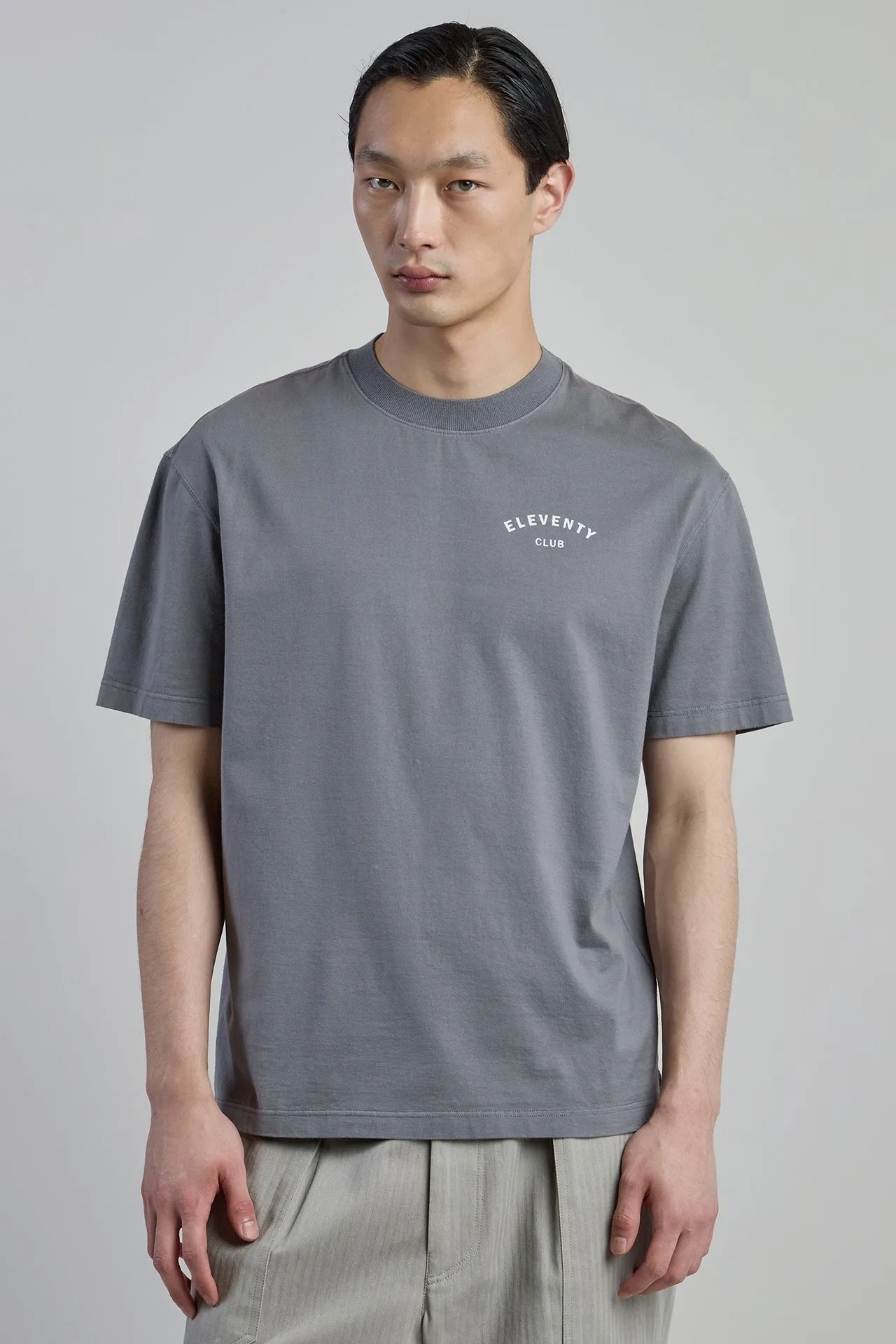 Men's Crew Neck Cotton T-Shirt with Eleventy Club Print | Eleventy sold by Eleventy product image thumbnail 2