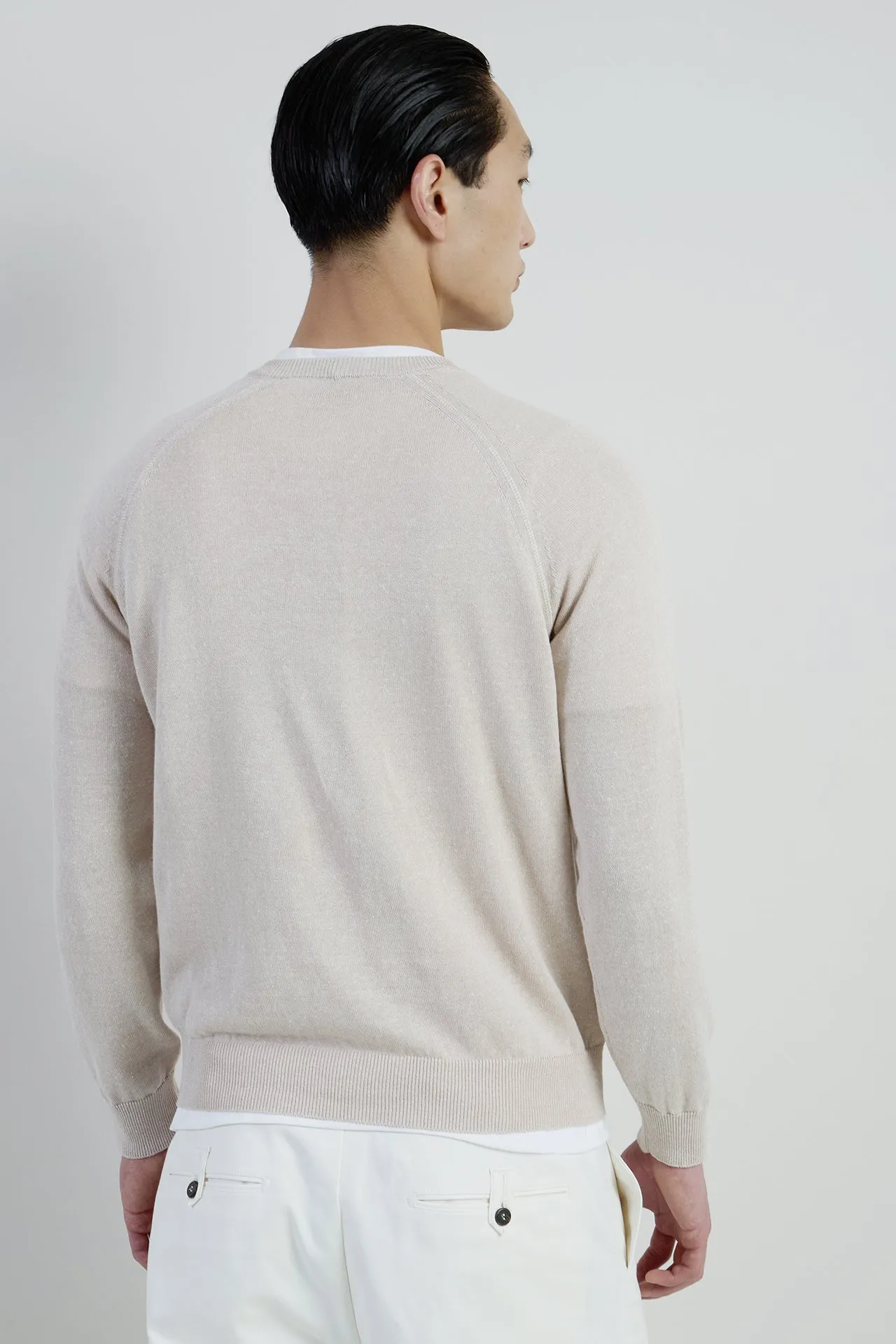 Men's Crew Neck Linen and Cotton Sweater | Eleventy sold by Eleventy product image thumbnail 3