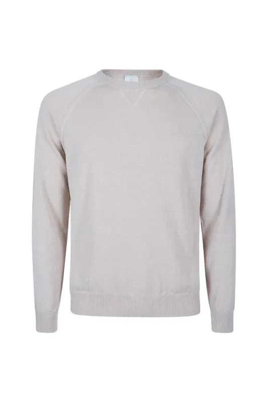 Men's Crew Neck Linen and Cotton Sweater | Eleventy made by Eleventy