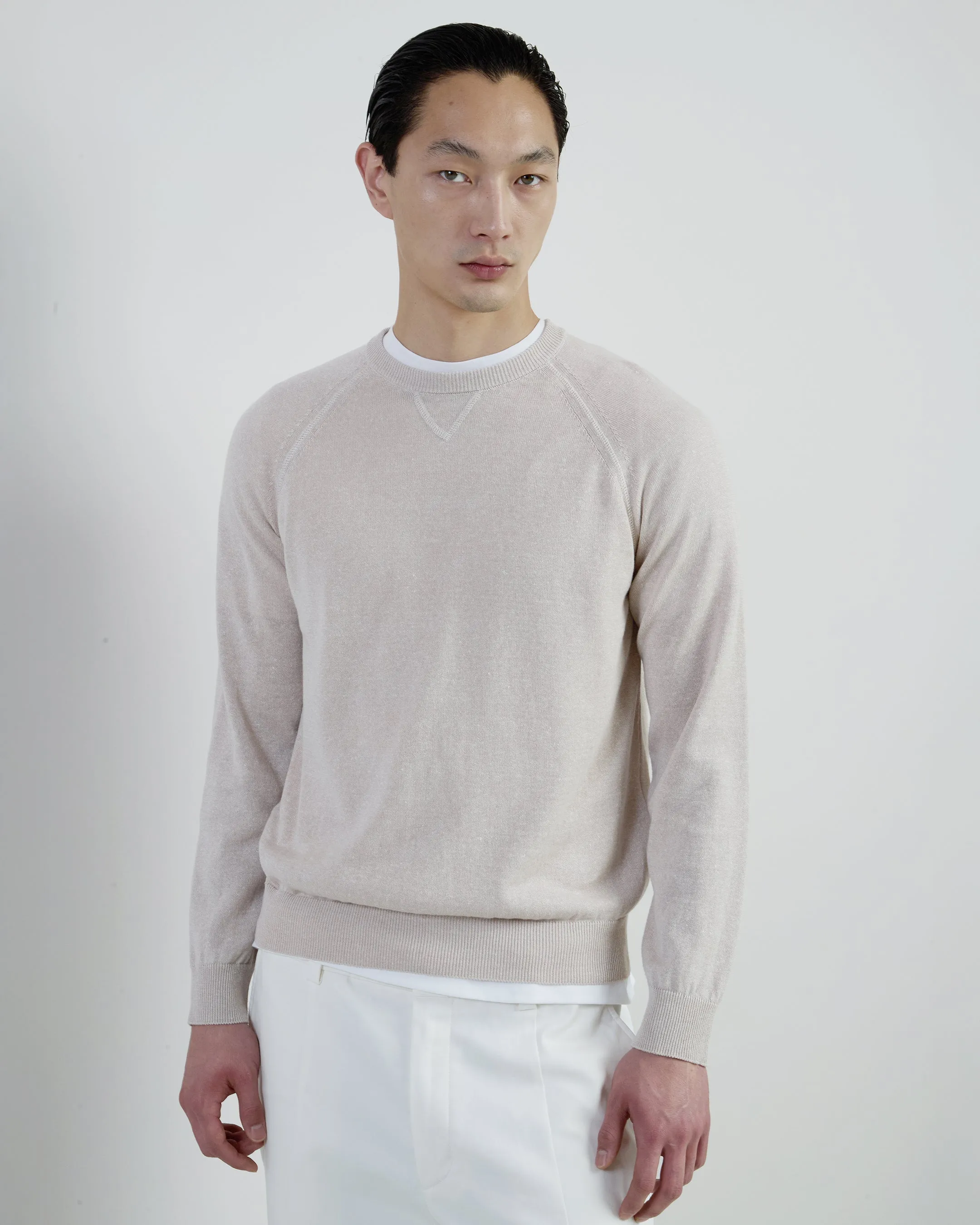 Men's Crew Neck Linen and Cotton Sweater | Eleventy sold by Eleventy product image thumbnail 2