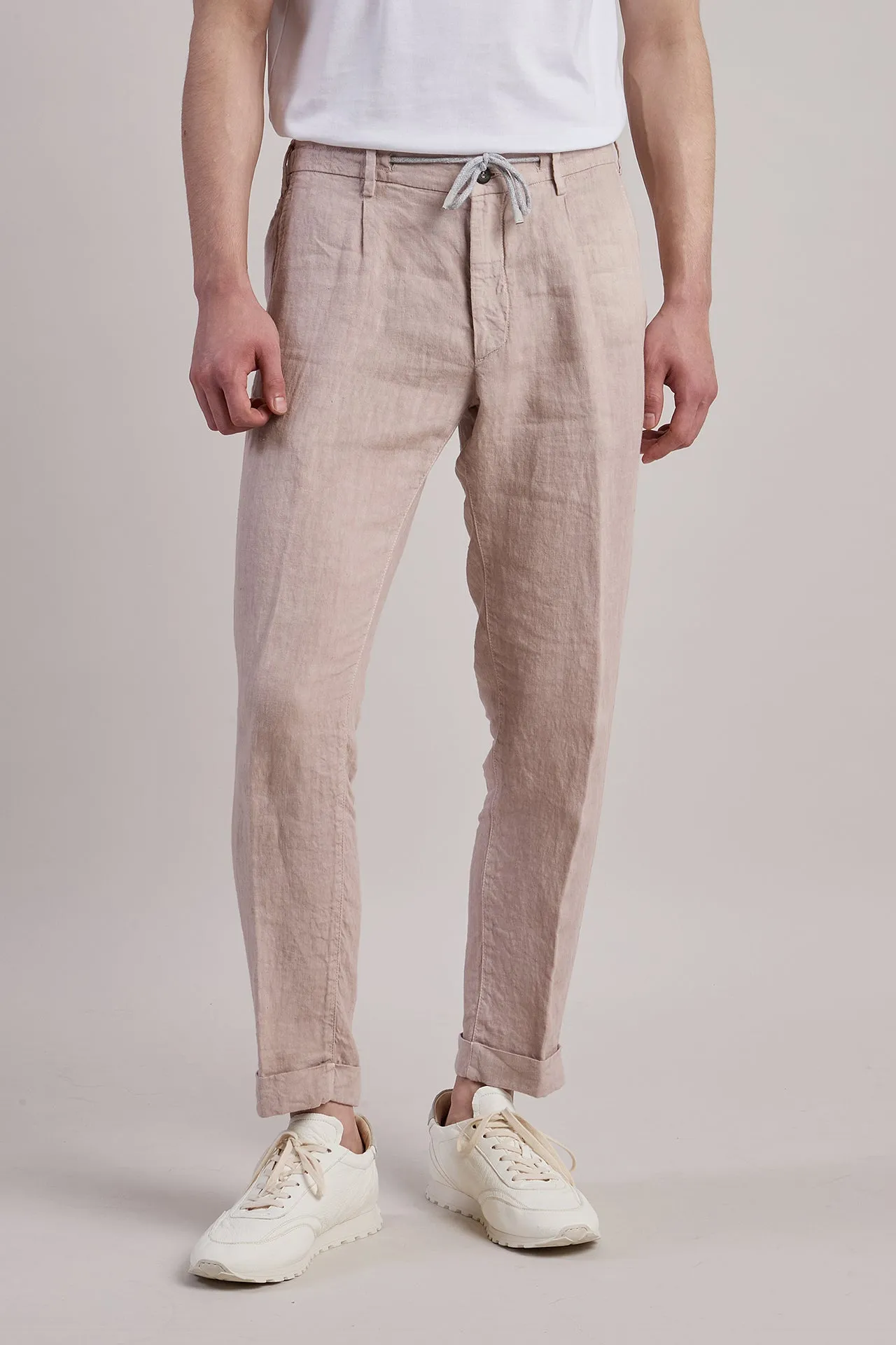 Men's Slim Fit Garment-Dyed Linen Jogger Trousers | Eleventy sold by Eleventy product image thumbnail 2